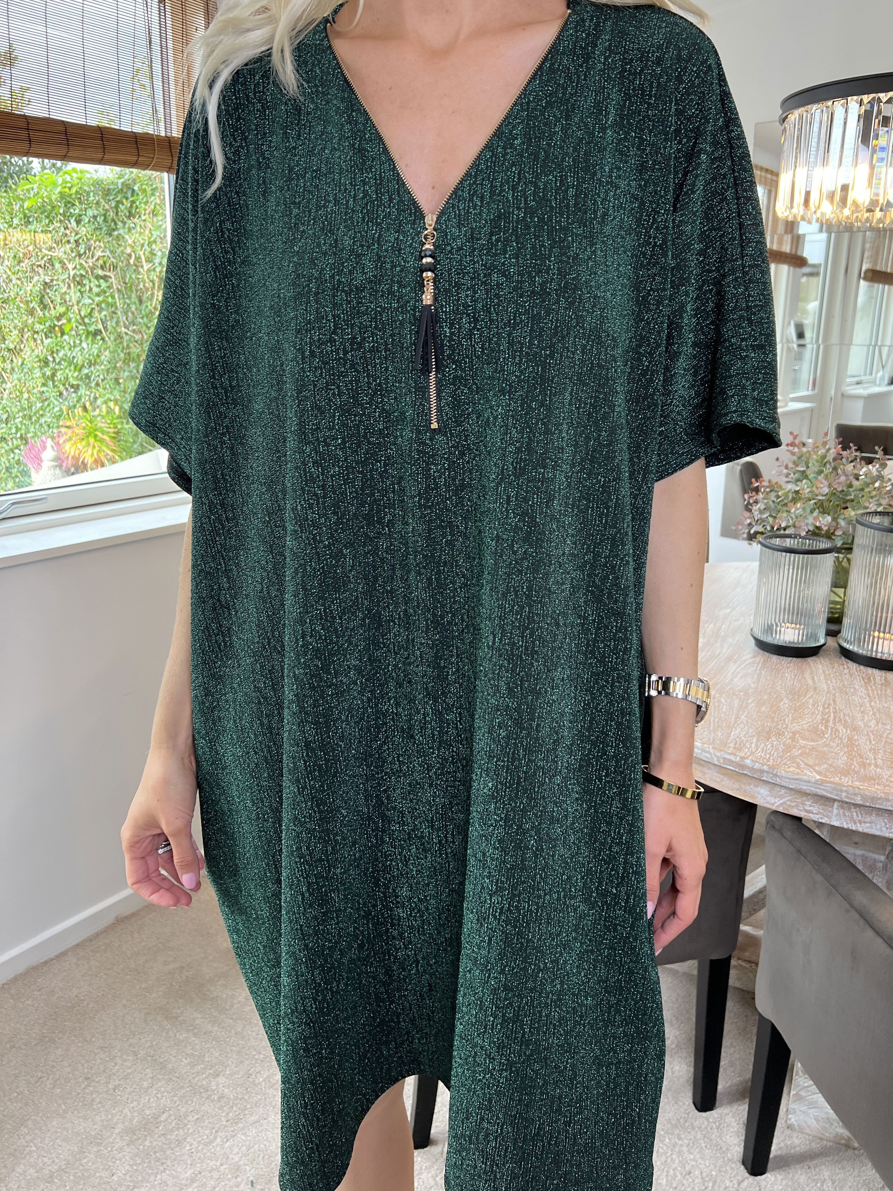 Mayte - Fin glitterklänning med blixtlås - Gold