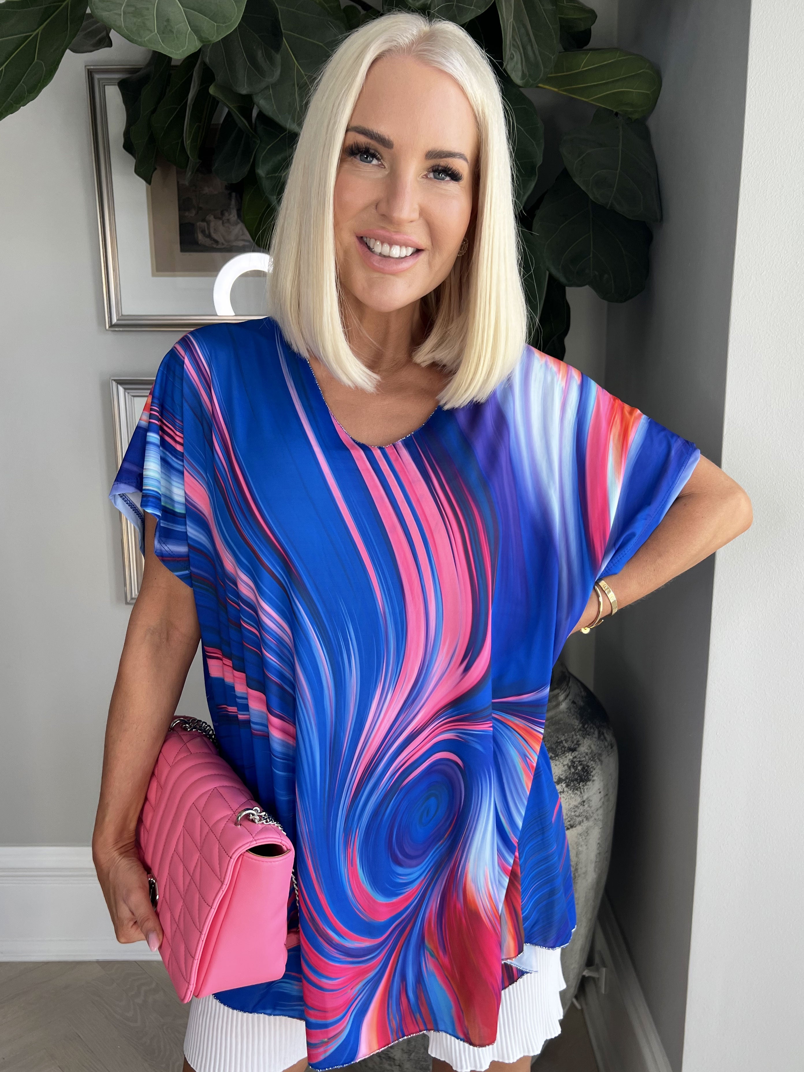 Meghan - Mångfärgad blus med tunn glitterkant - Purple