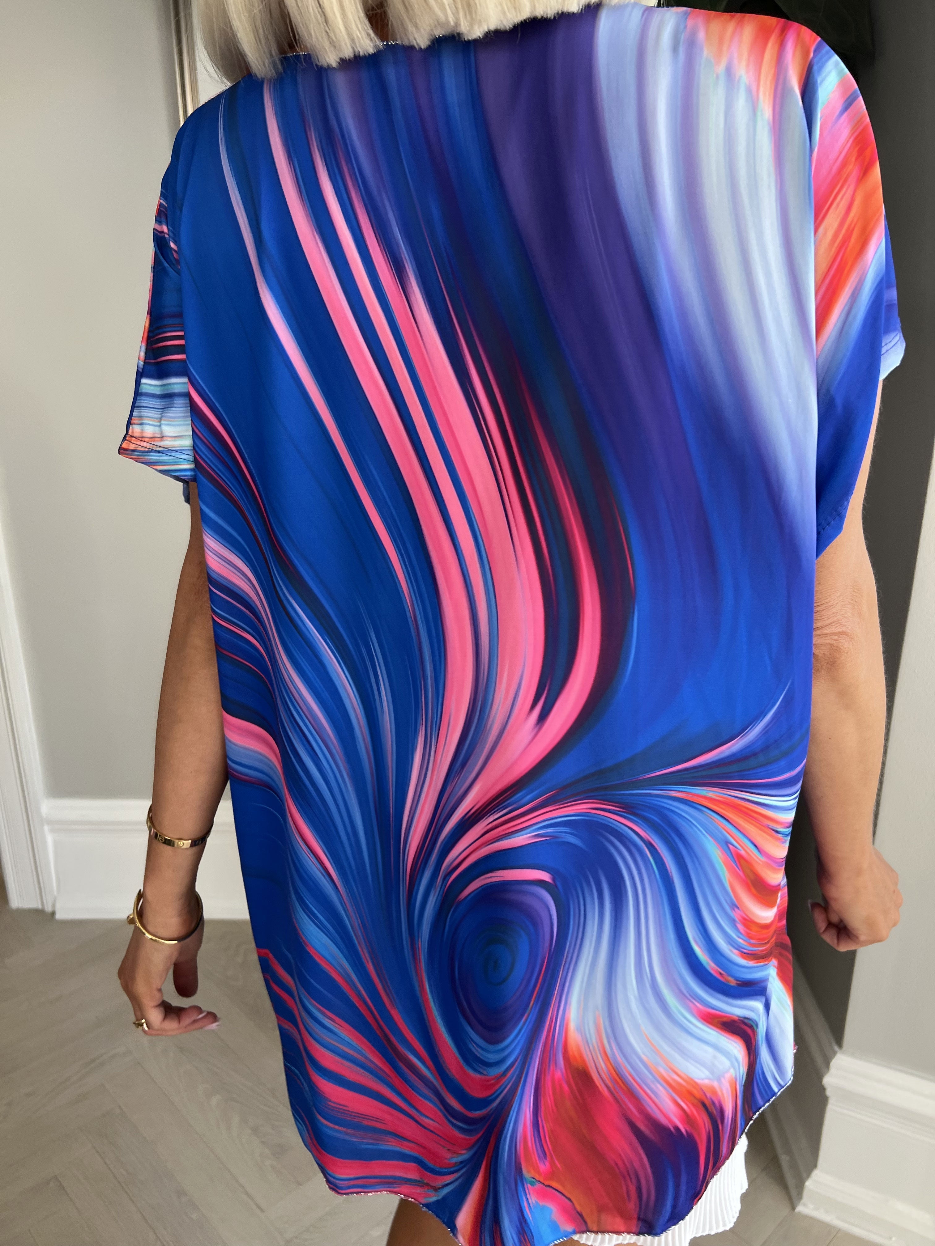 Meghan - Mångfärgad blus med tunn glitterkant - Green