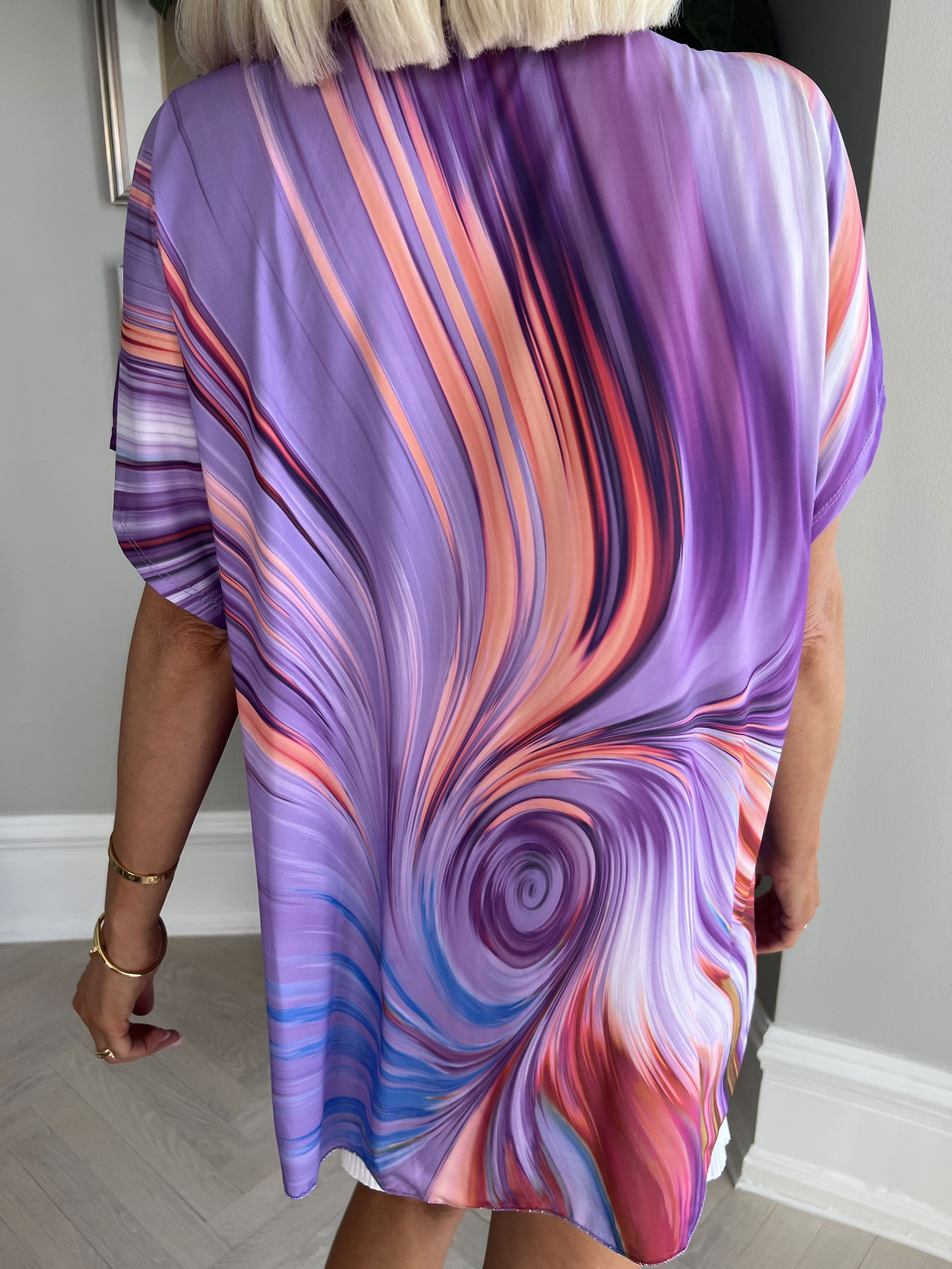 Meghan - Mångfärgad blus med tunn glitterkant