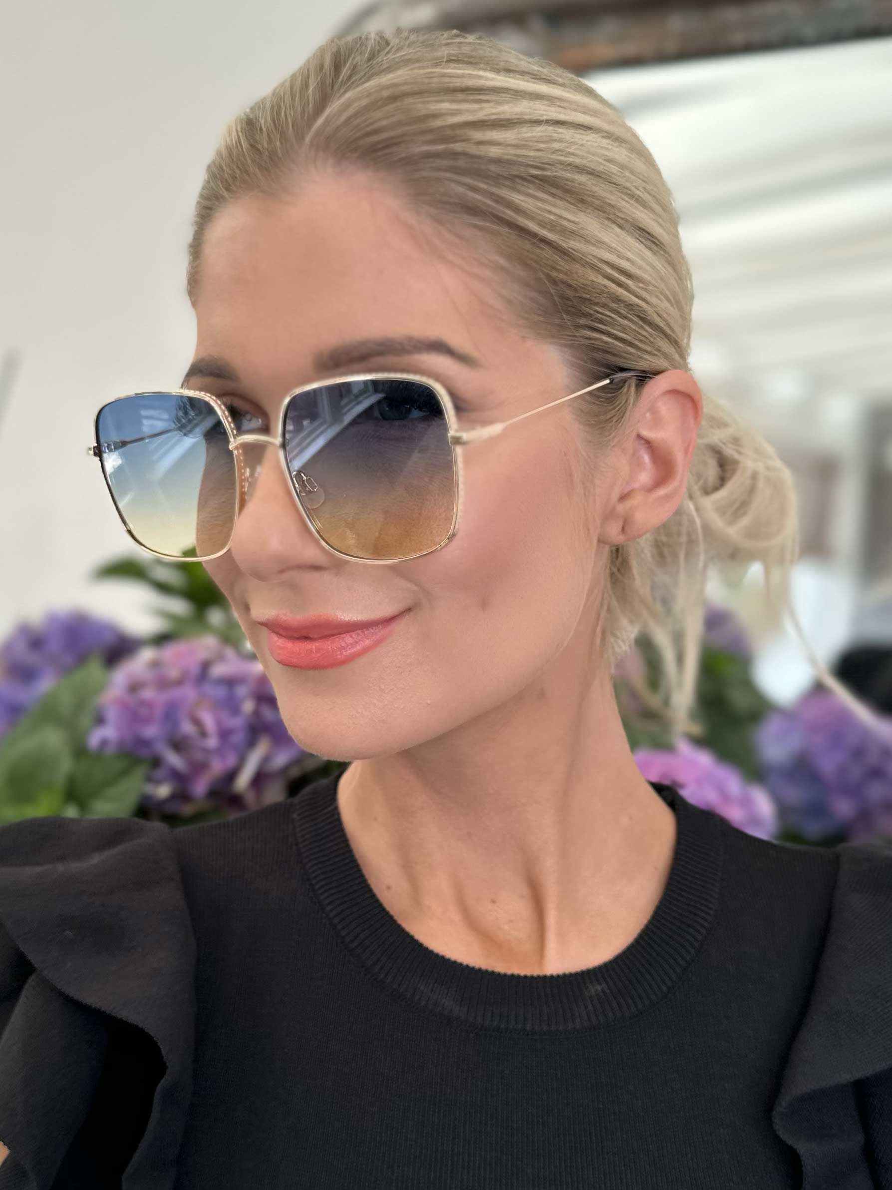 Miami - Fyrkantiga solglasögon med stålram - Black