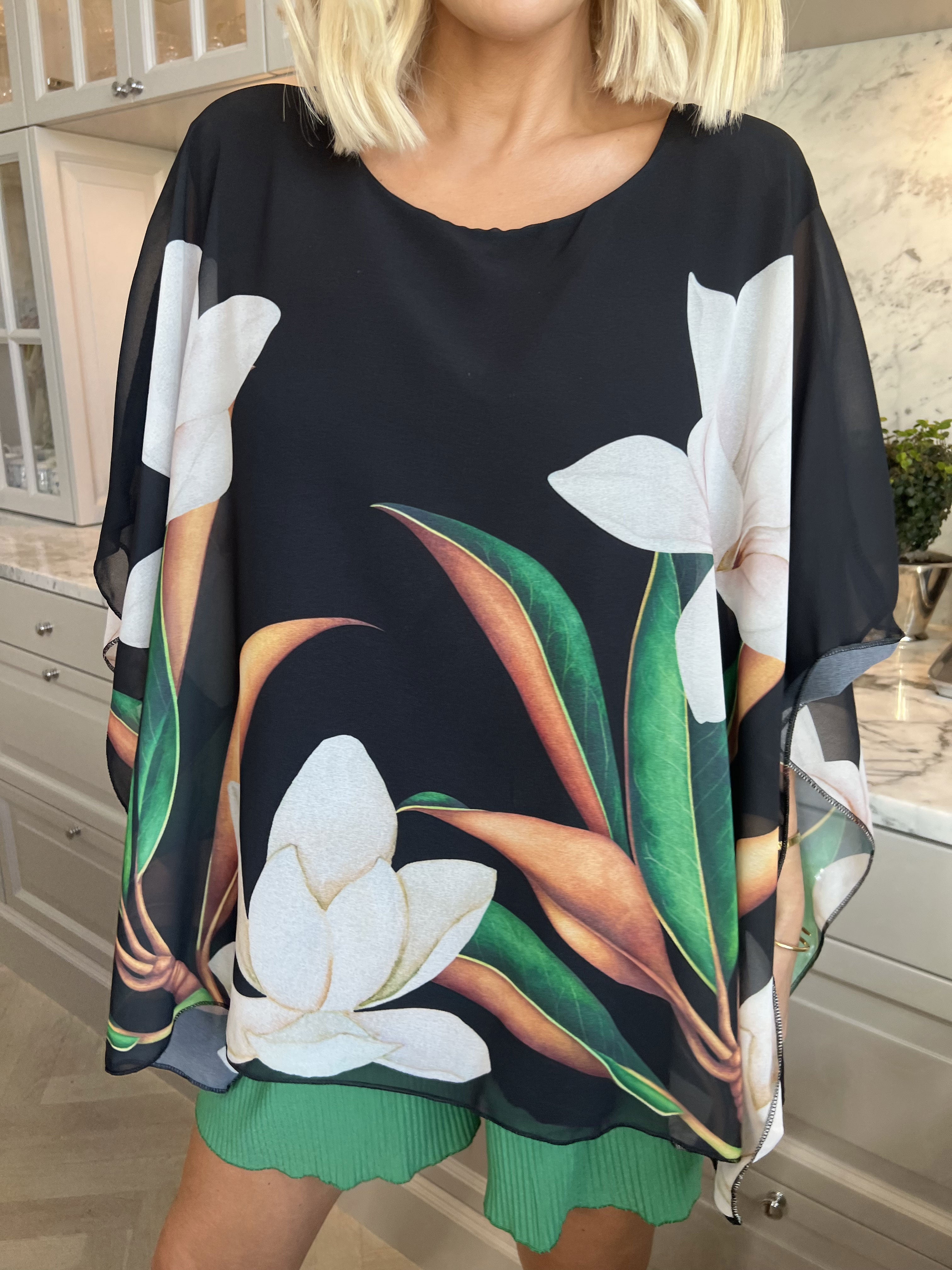 Mian - Färgglad tunika med chiffonlager