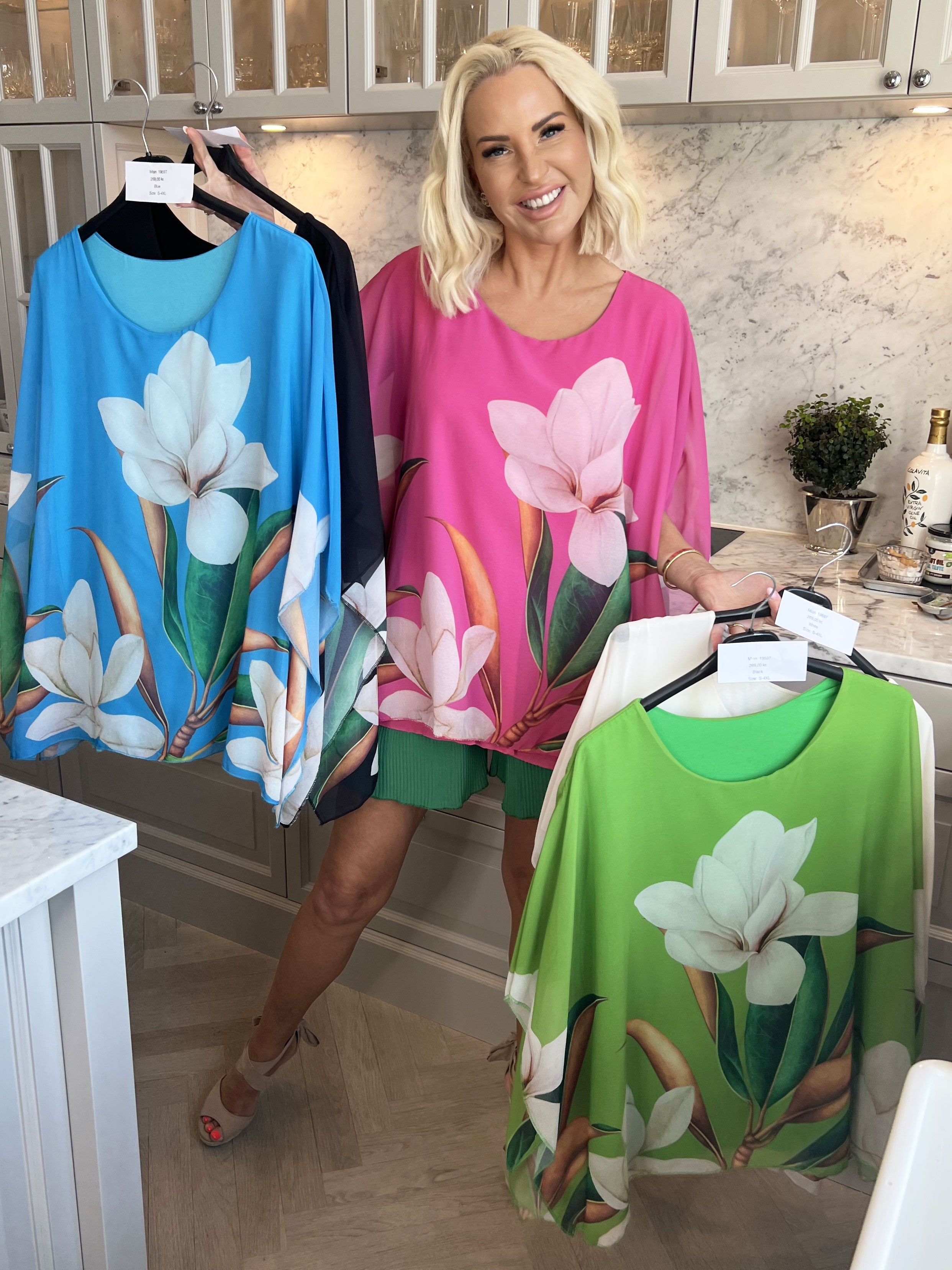 Mian - Färgglad tunika med chiffonlager - Blue