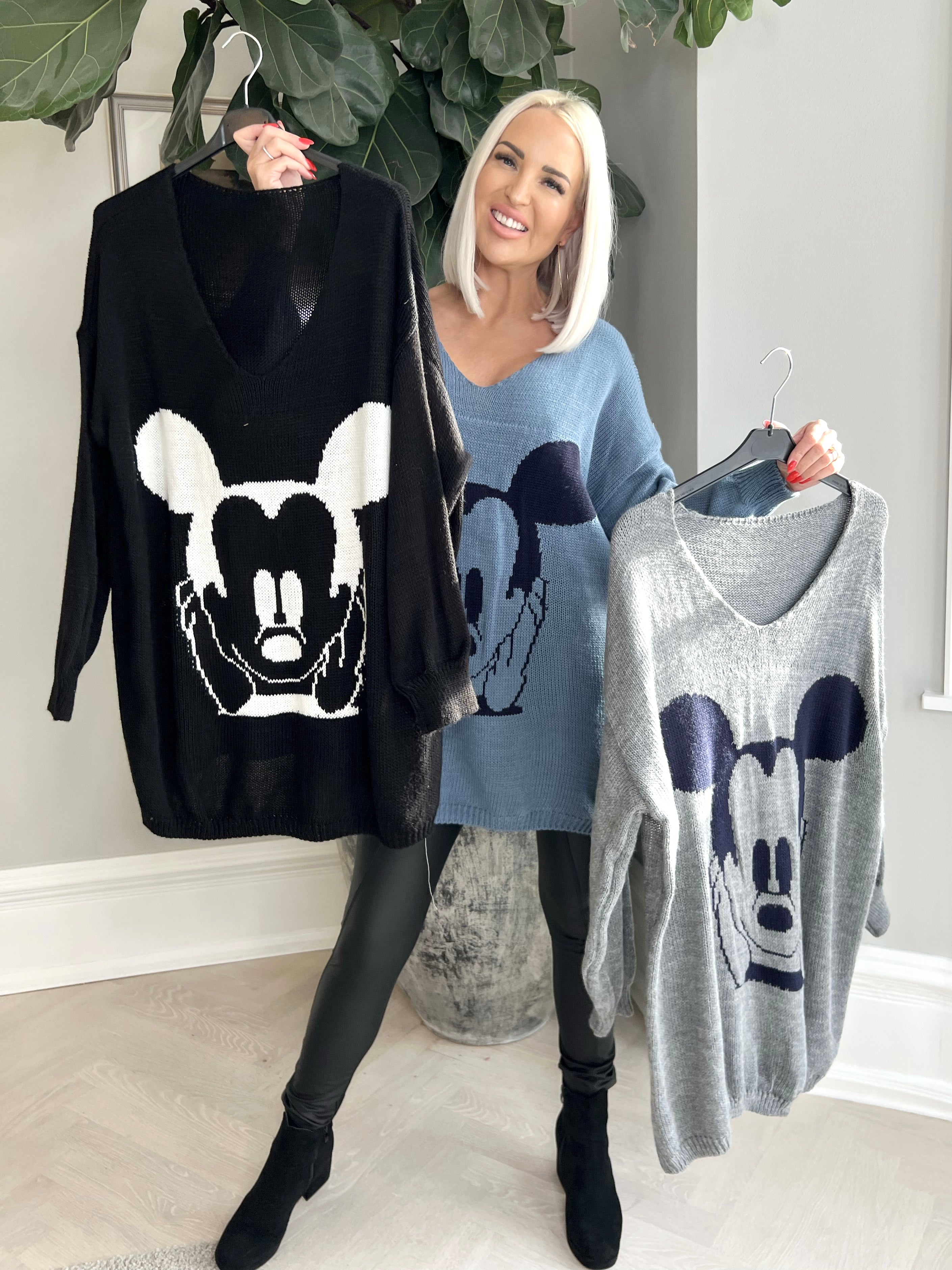 Mickey -  Plus size Stickad blus med motiv