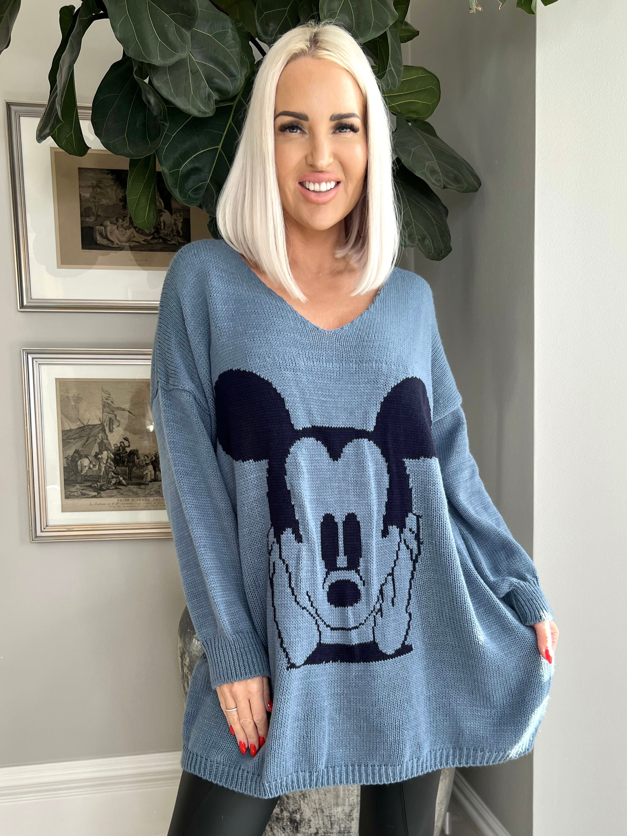 Mickey -  Plus size Stickad blus med motiv