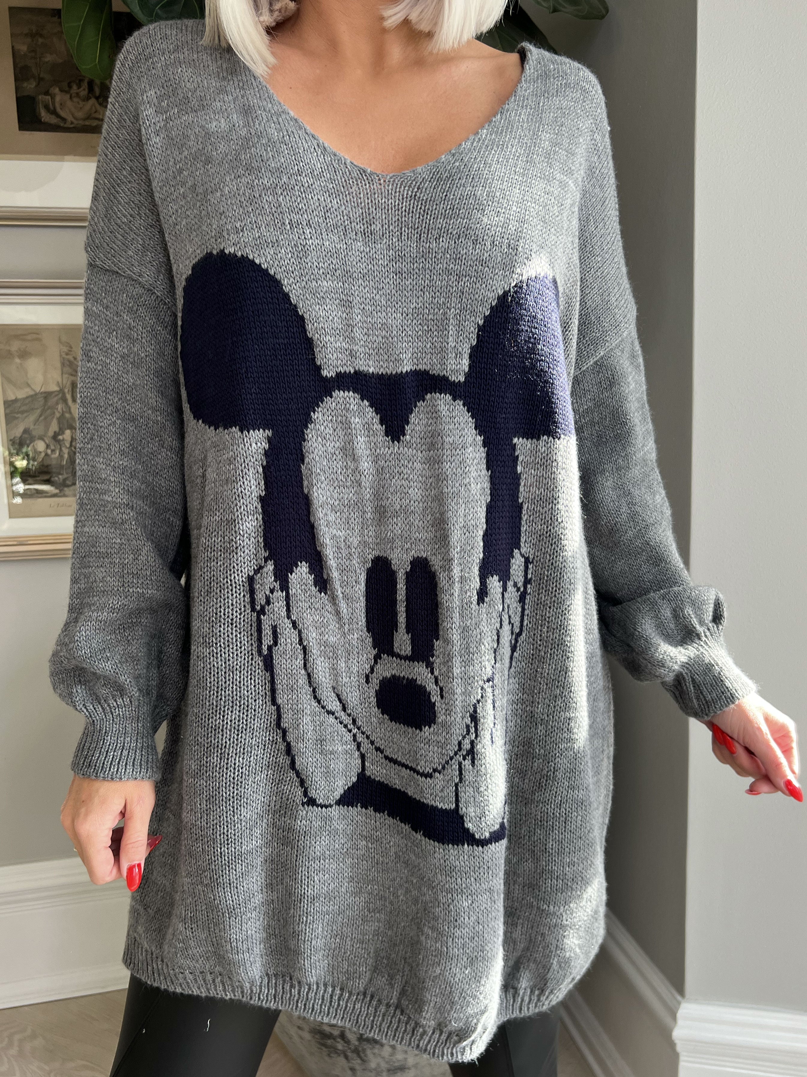 Mickey -  Plus size Stickad blus med motiv