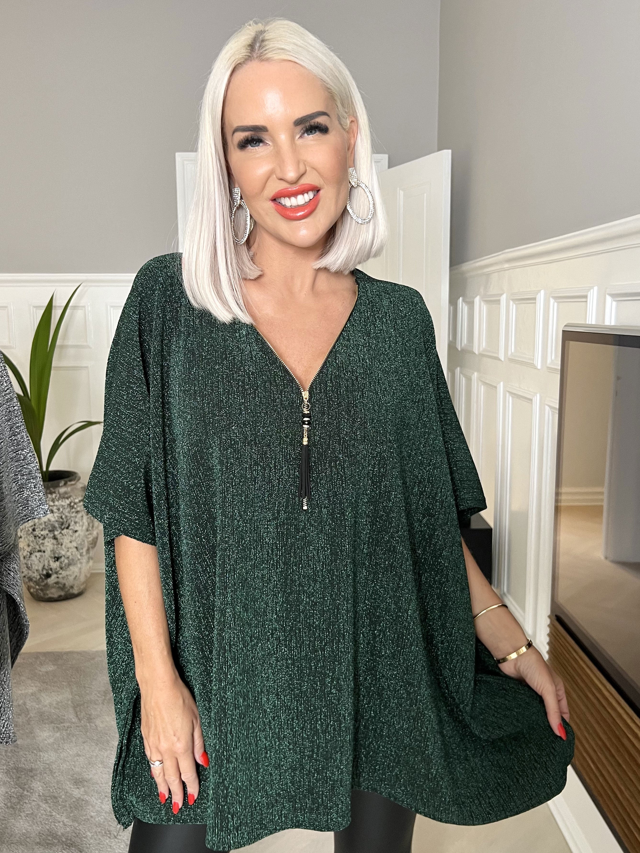 Milagrosa - Snygg tunika med dragkedja och glitter - Black