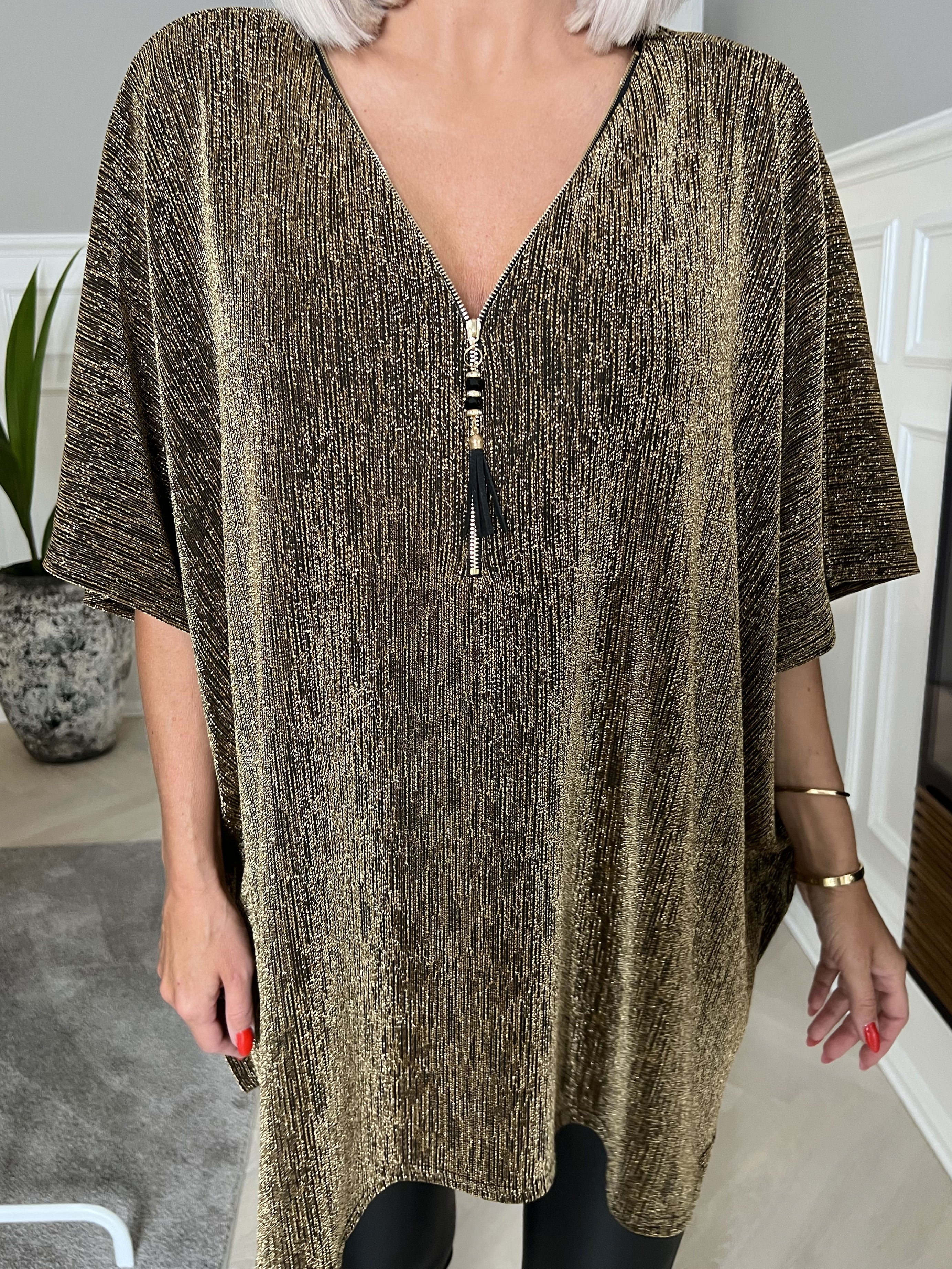 Milagrosa - Snygg tunika med dragkedja och glitter - Green