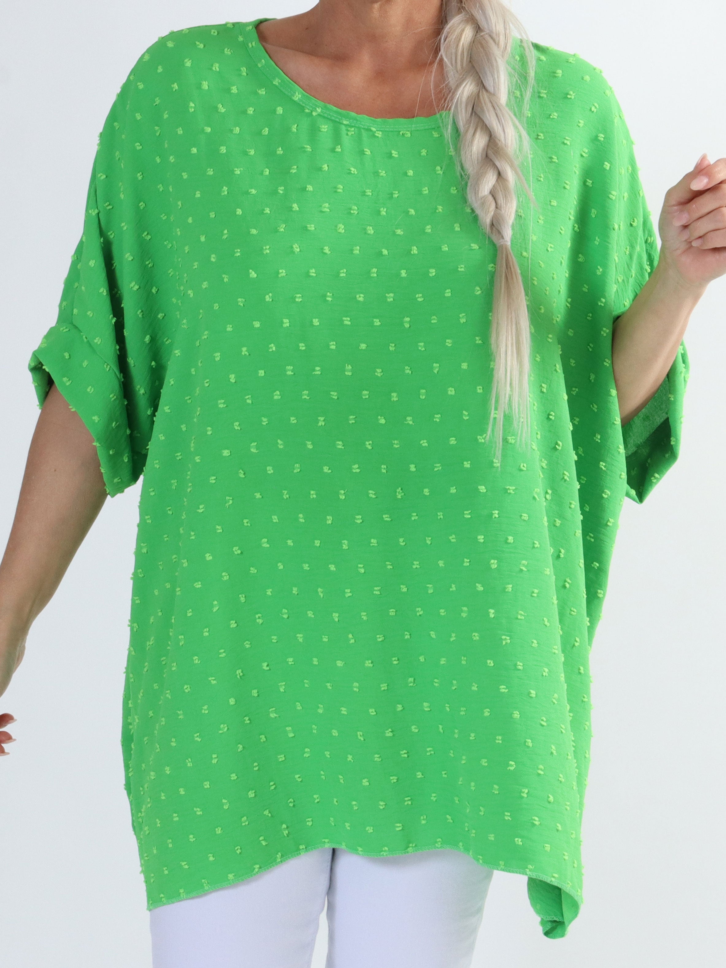 Mileah - Söt plus size blus med prickiga detaljer - Yellow