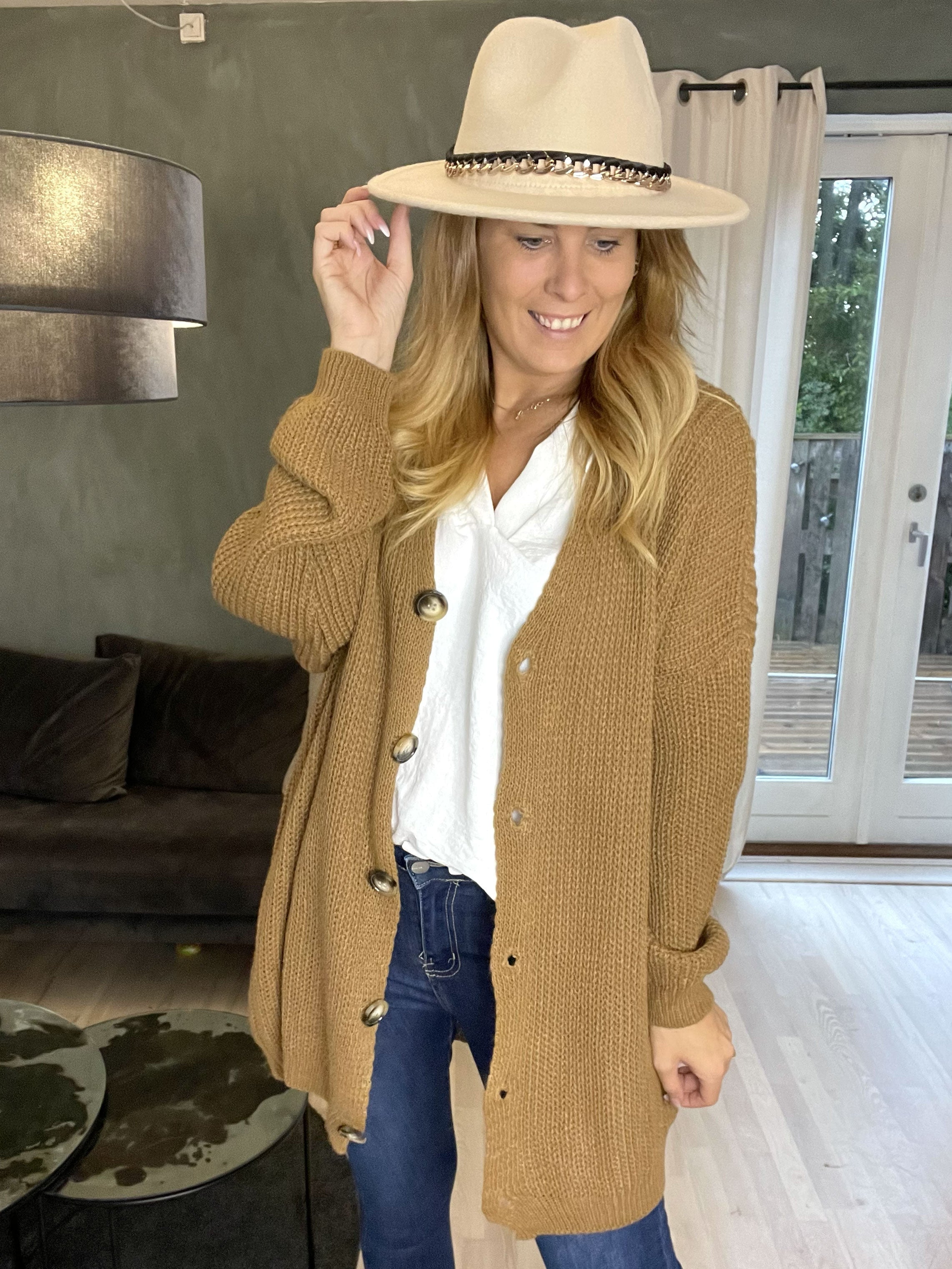 Millymy - Stickad kofta med stora knappar - Black