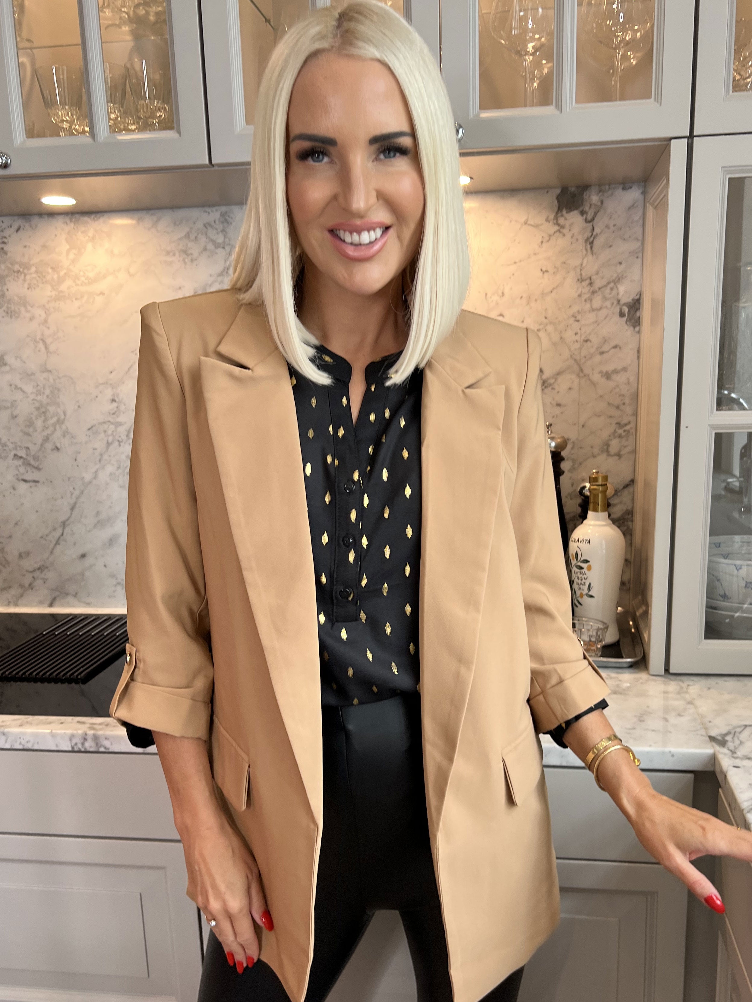 Mindy - Enfärgad blazer med 3/4 ärmar - Pink