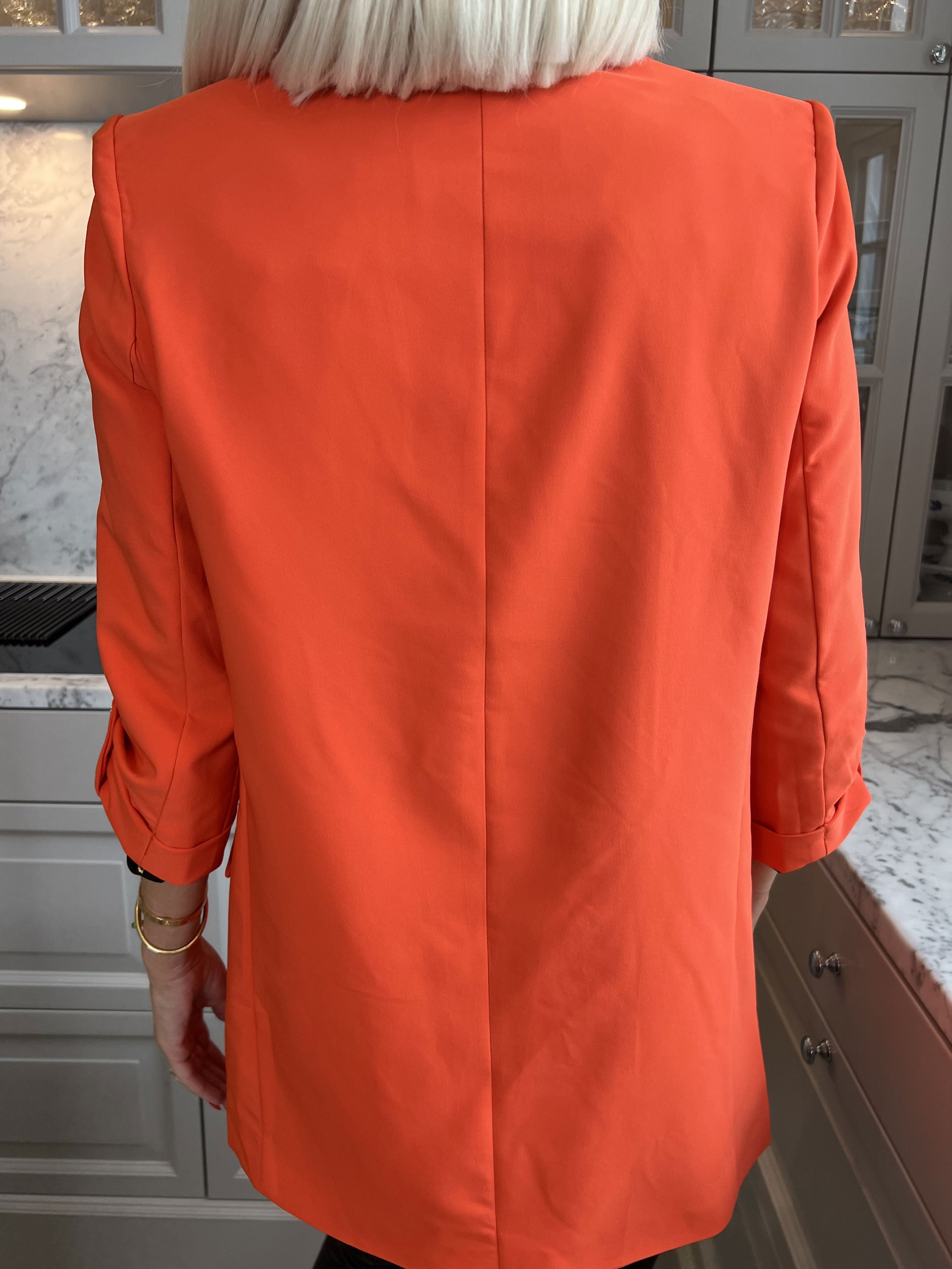 Mindy - Enfärgad blazer med 3/4 ärmar - Orange