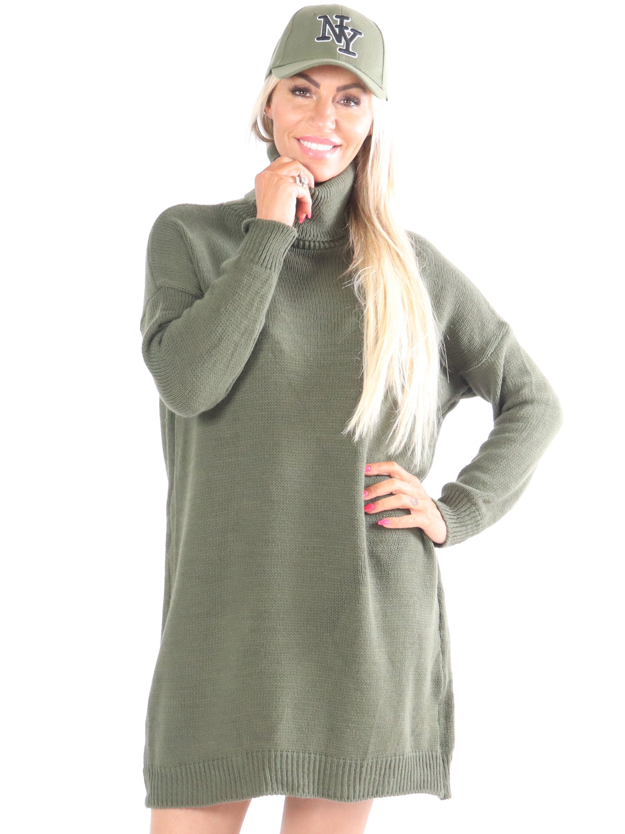 Miranda - Stickad klänning med polokrage