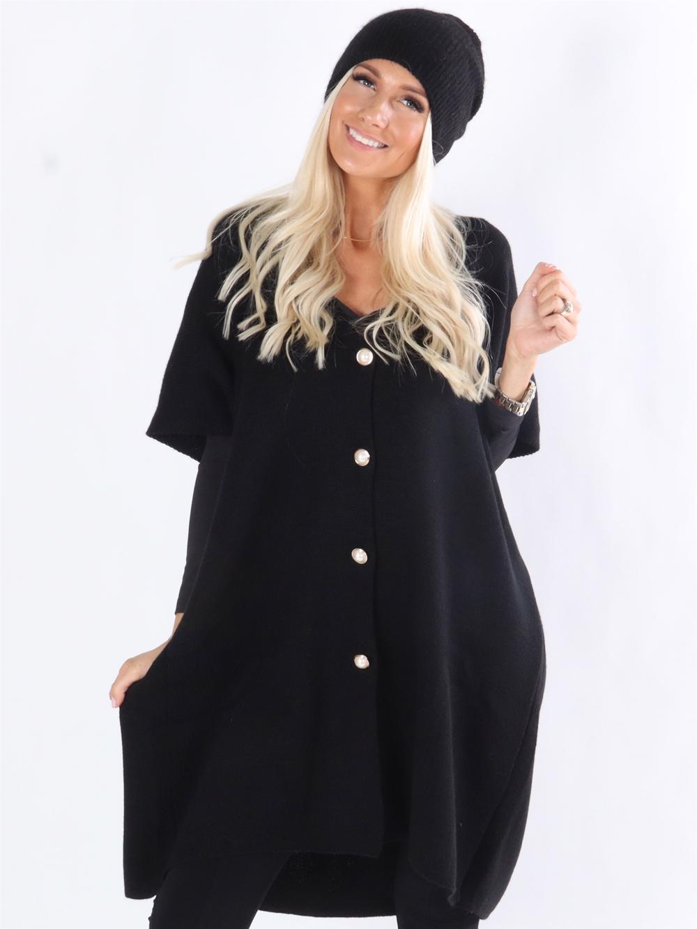 Mitsi - Armégrön stickad kofta med pärlknappar