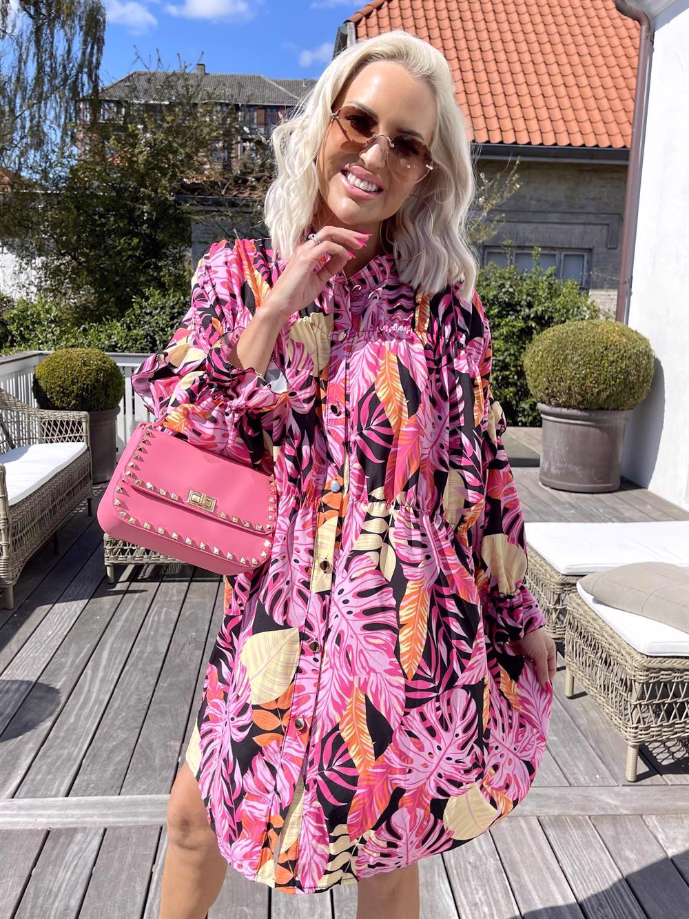 Monica Leaf - Tunikaklänning med bladmönster och volanger