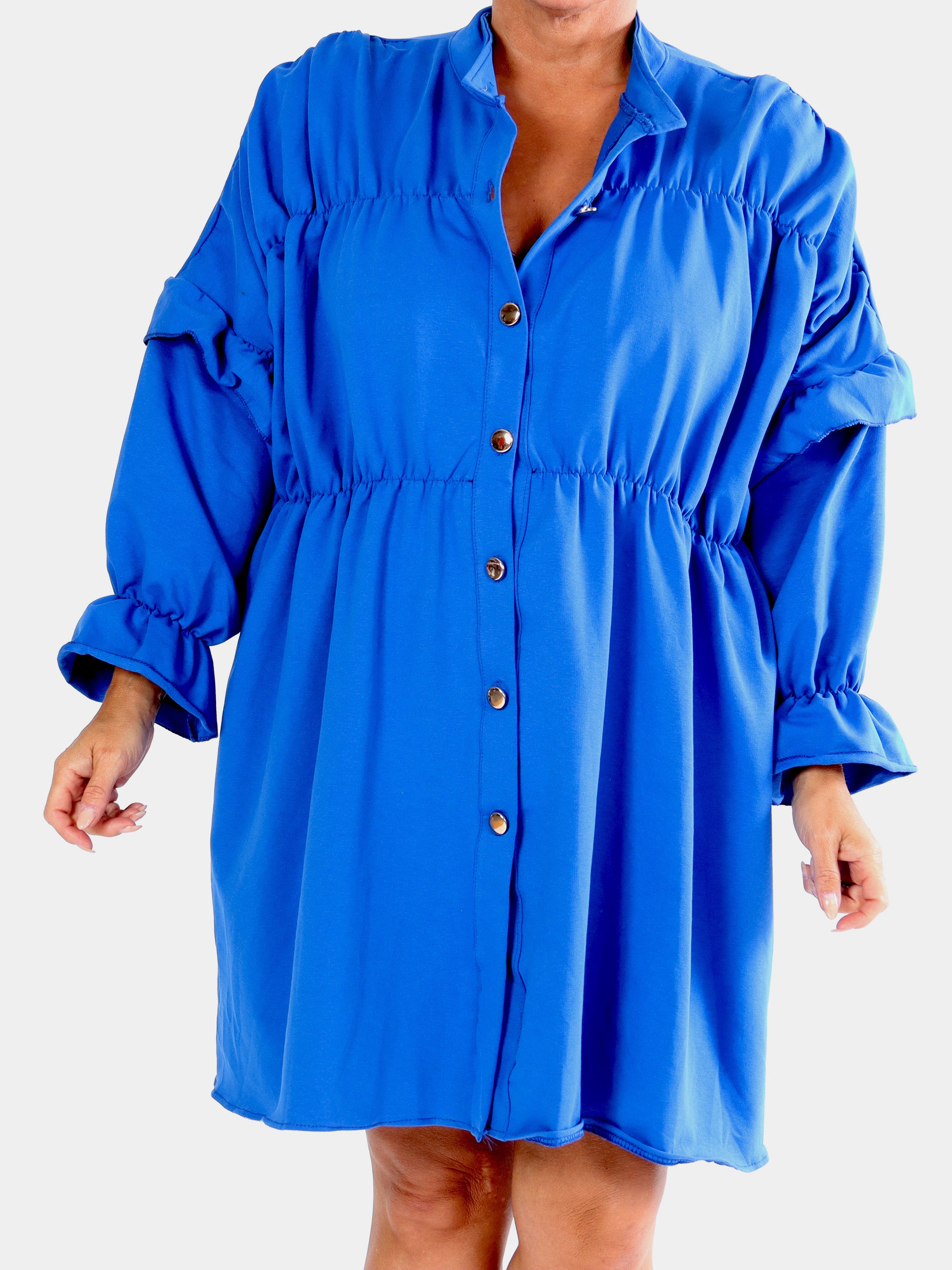 Monica Jersey - Plus size vardaglig joggingklänning med volanger - Black