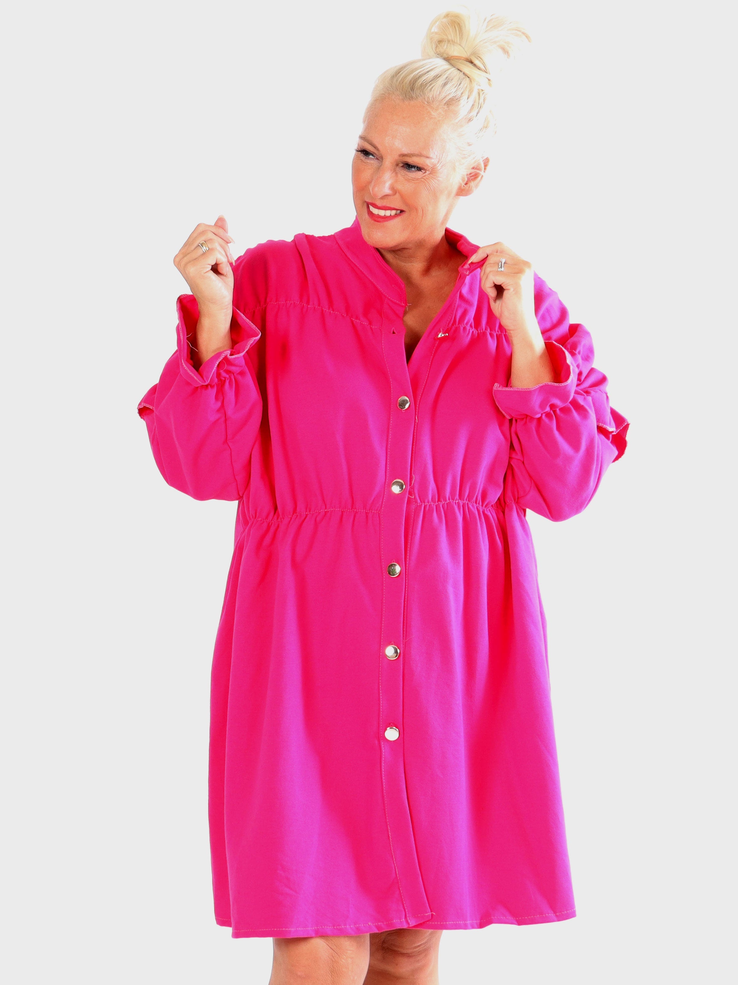 Monica Jersey - Plus size vardaglig joggingklänning med volanger