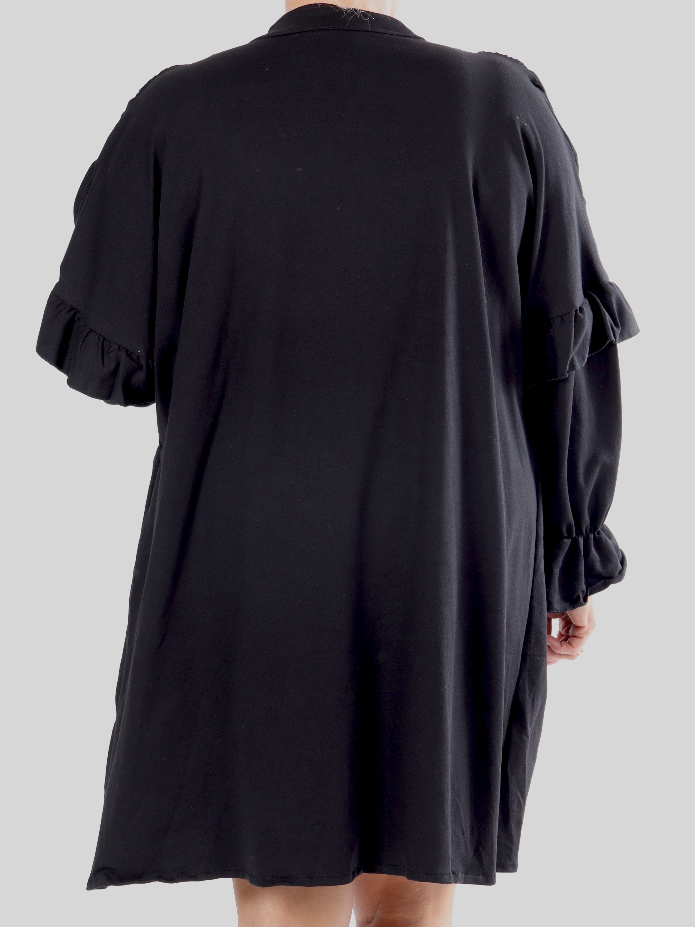 Monica Jersey - Plus size vardaglig joggingklänning med volanger