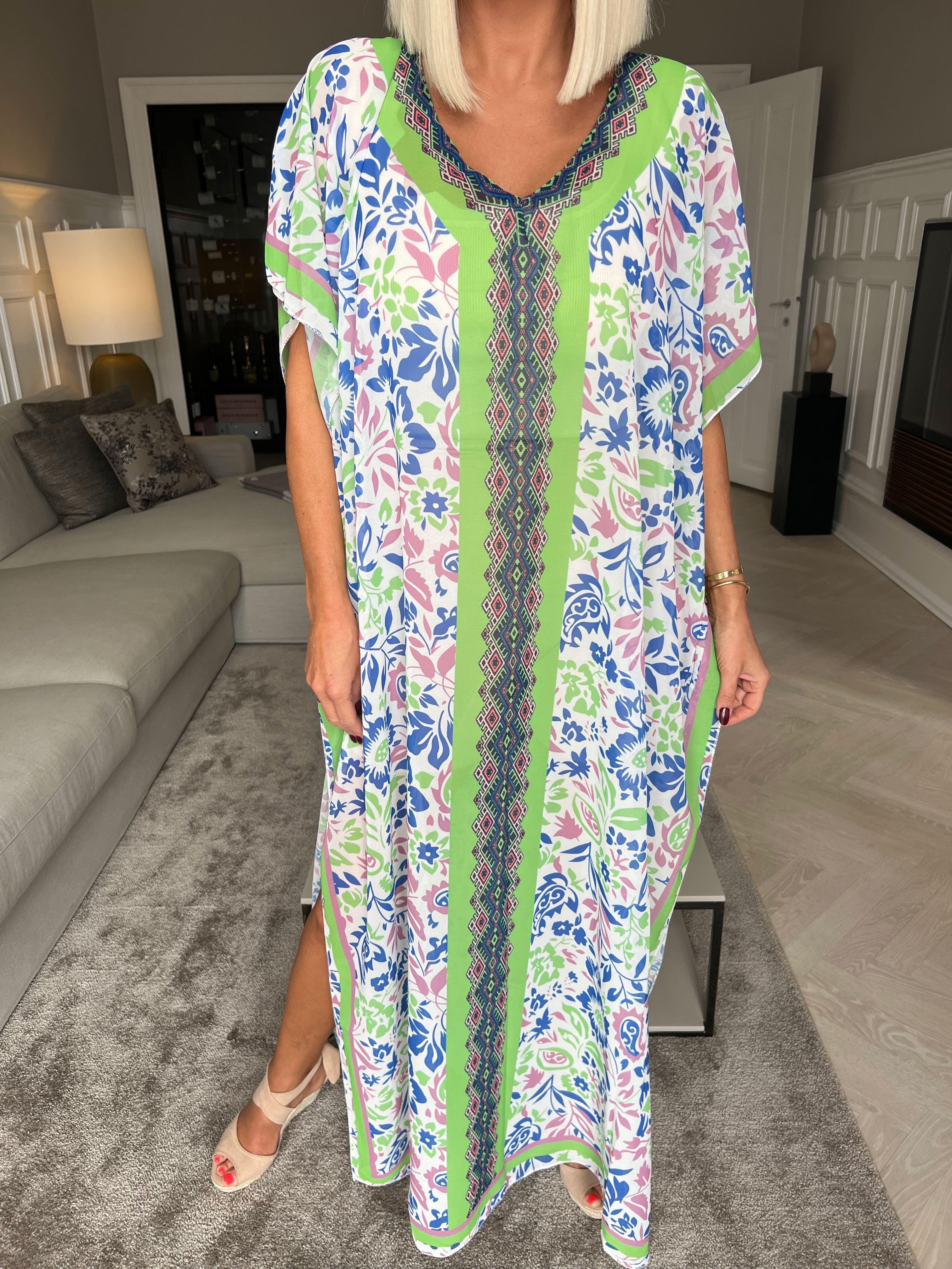 Nadia - Lång multicolour halvgenomskinlig tunika - Pink