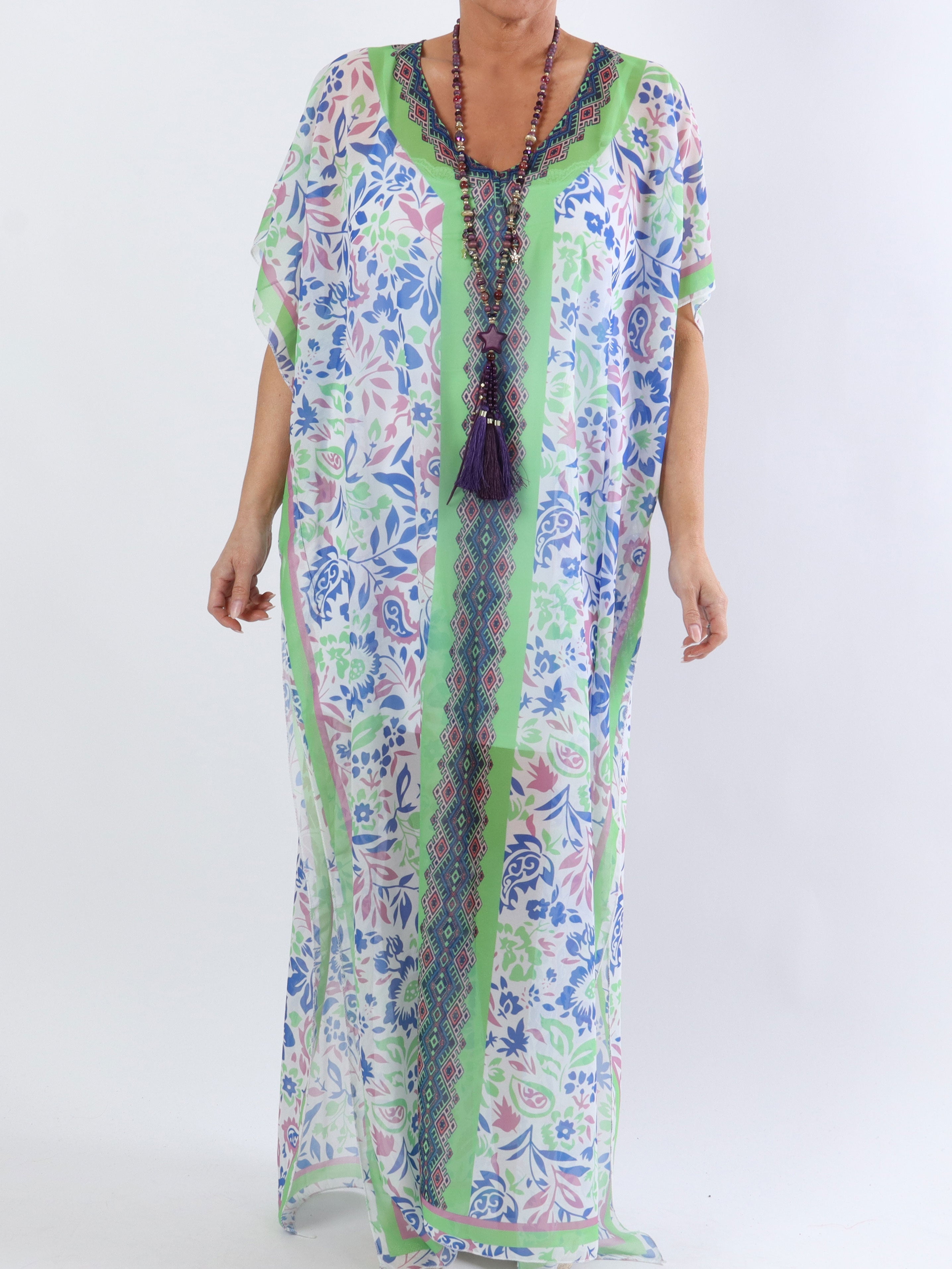 Nadia - Lång plus size halvtransparent tunika - Pink