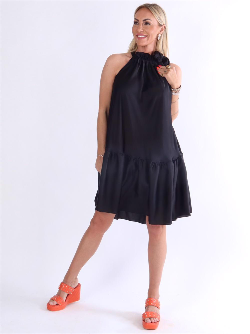 Najasofie - Klänning i sidenlook med rosett