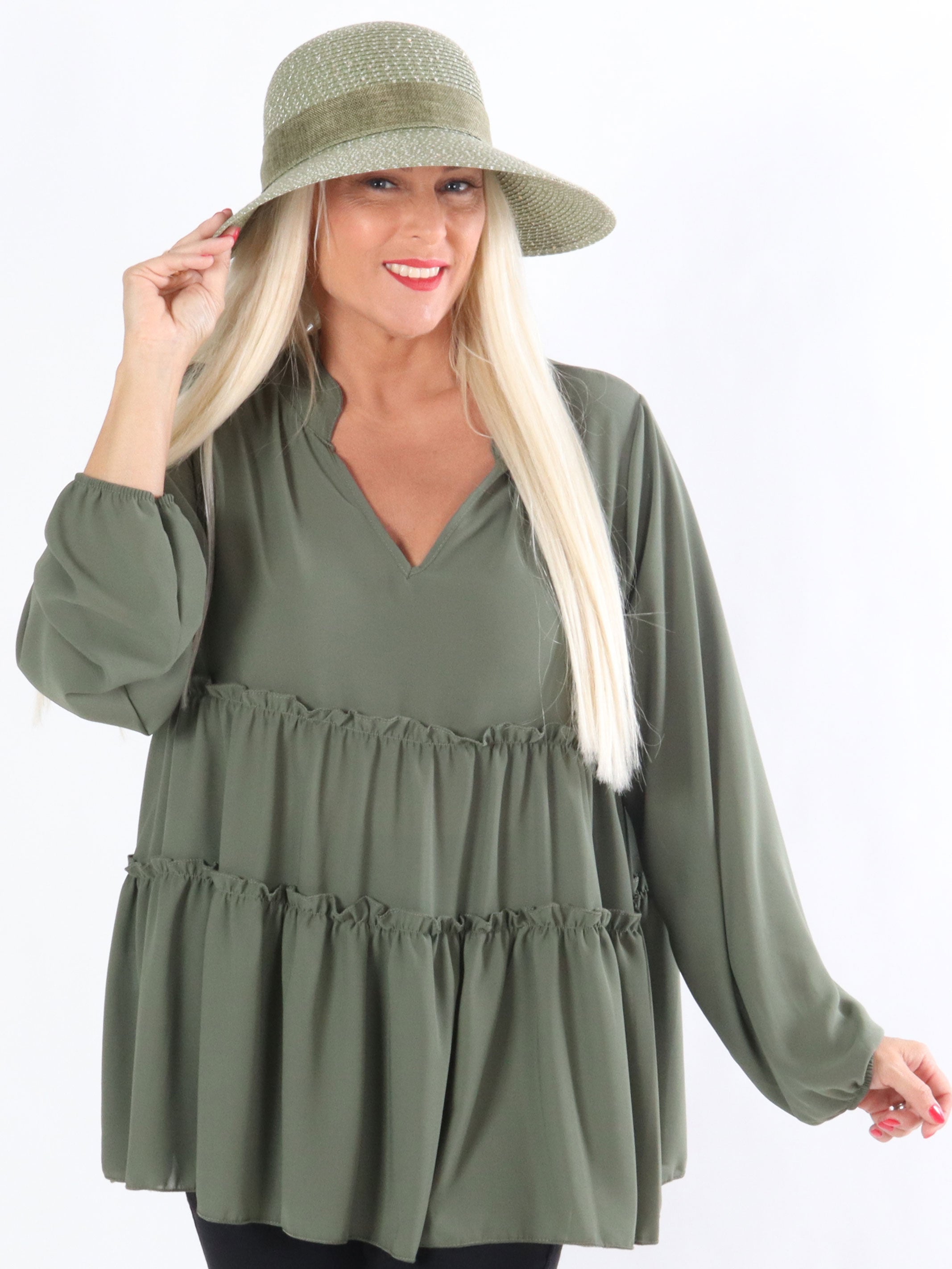 Nancy - Tunica i chiffong med volanger i lager på lager