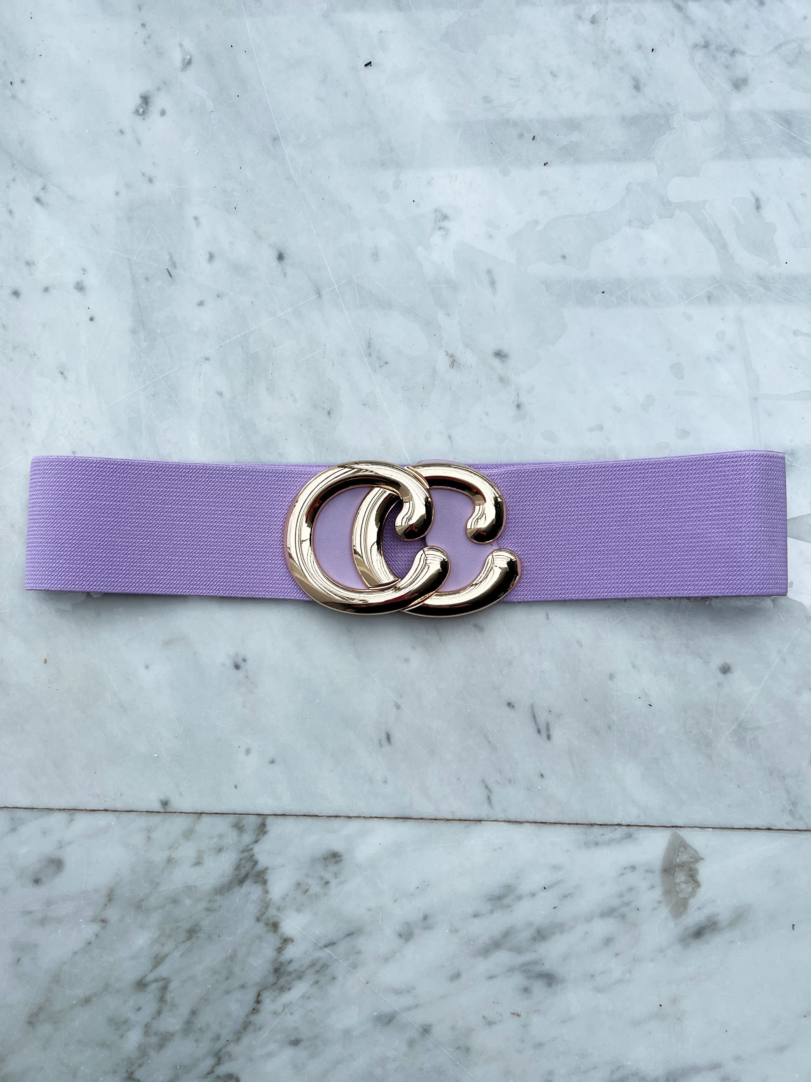 Nanna - Brett midjebälte med resår och guldspänne - Green