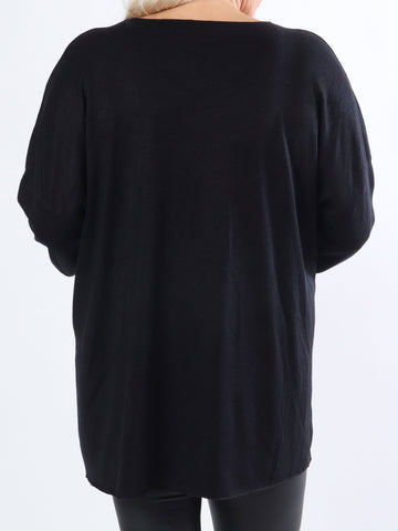 Nayara - Mjuk plus size blus med litet silverhjärta