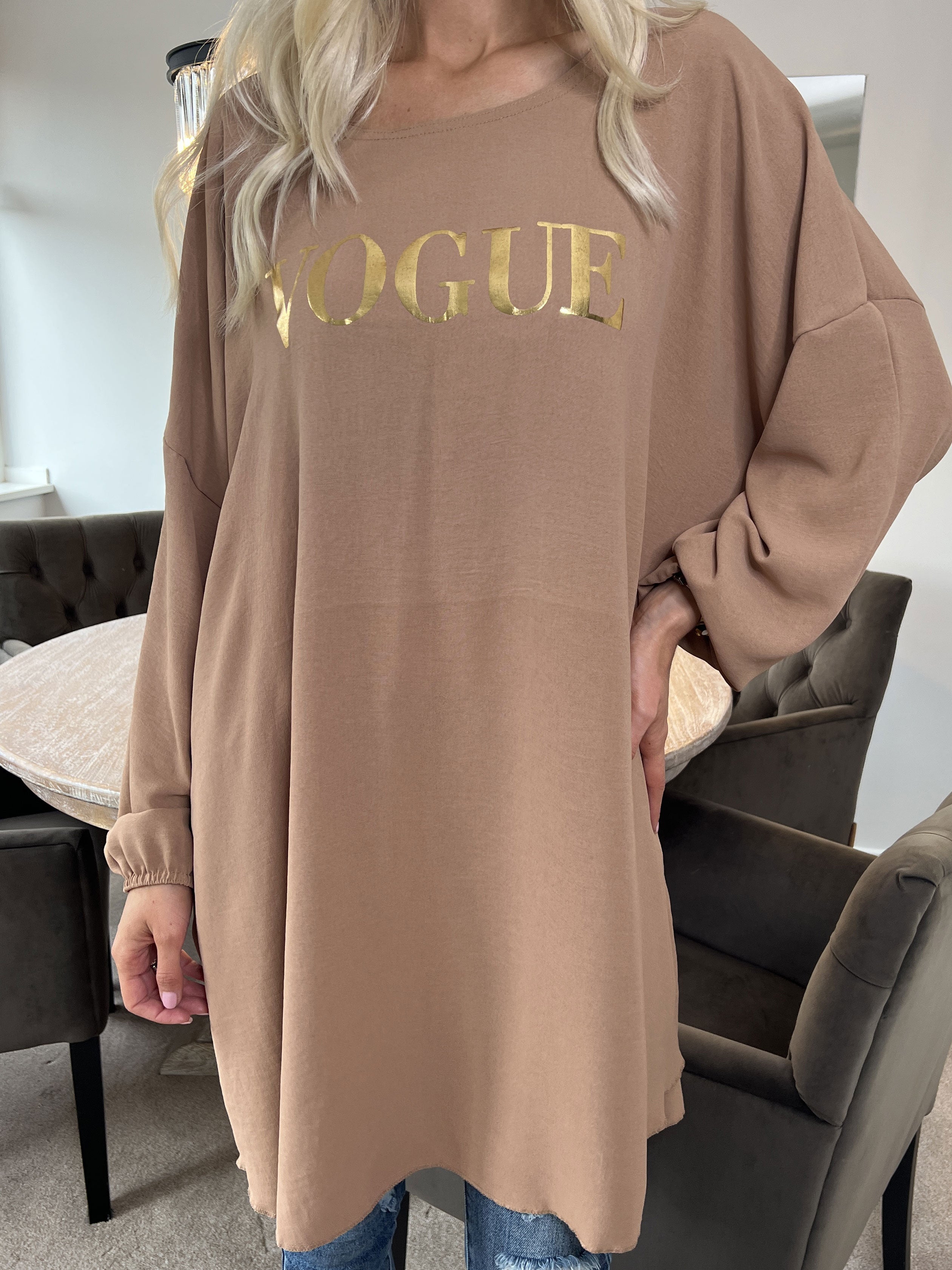 Nella - Cool klänning med skrift - Petroleum