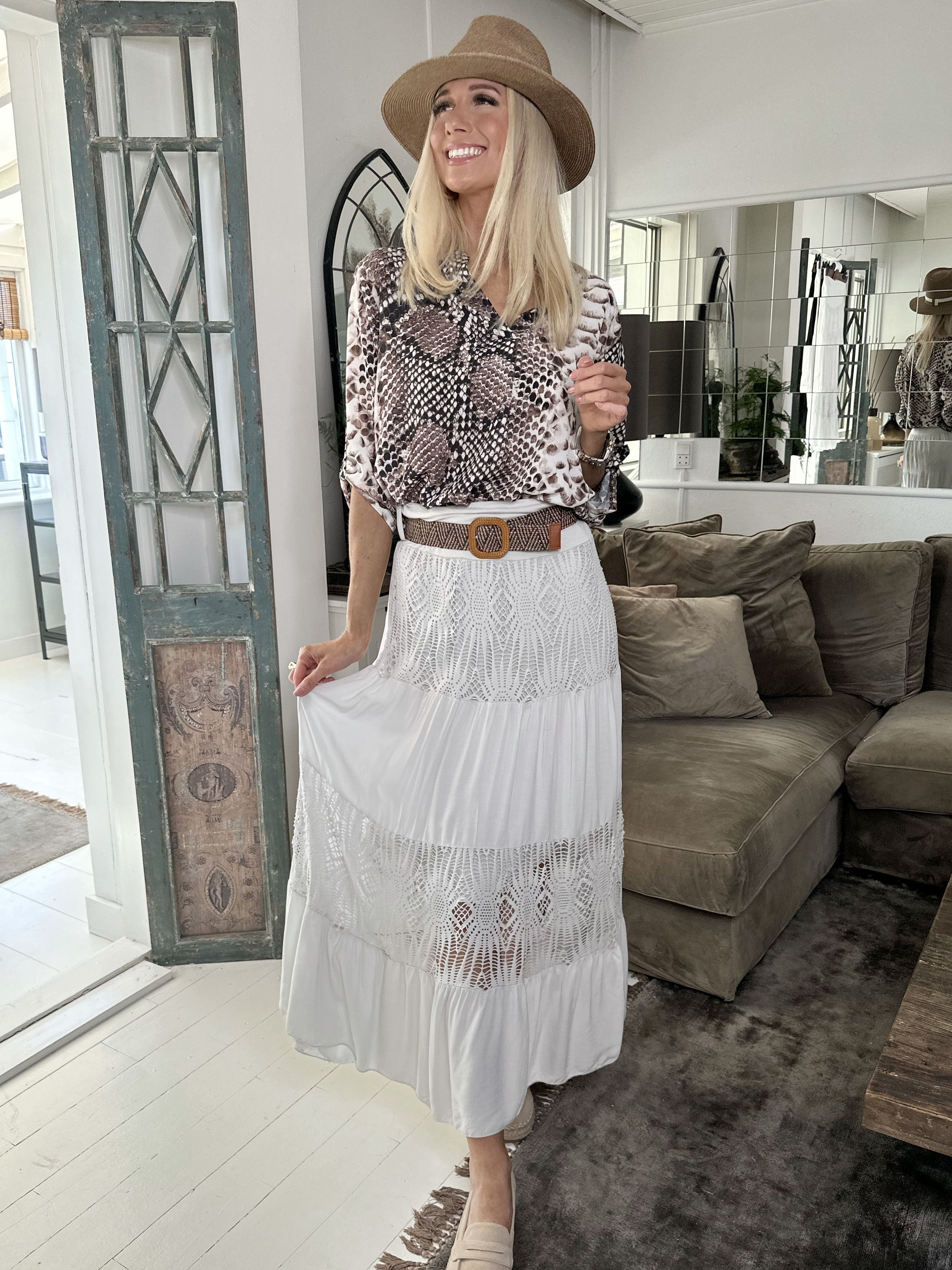 Neo - Söt lång sommarkjol - Grey