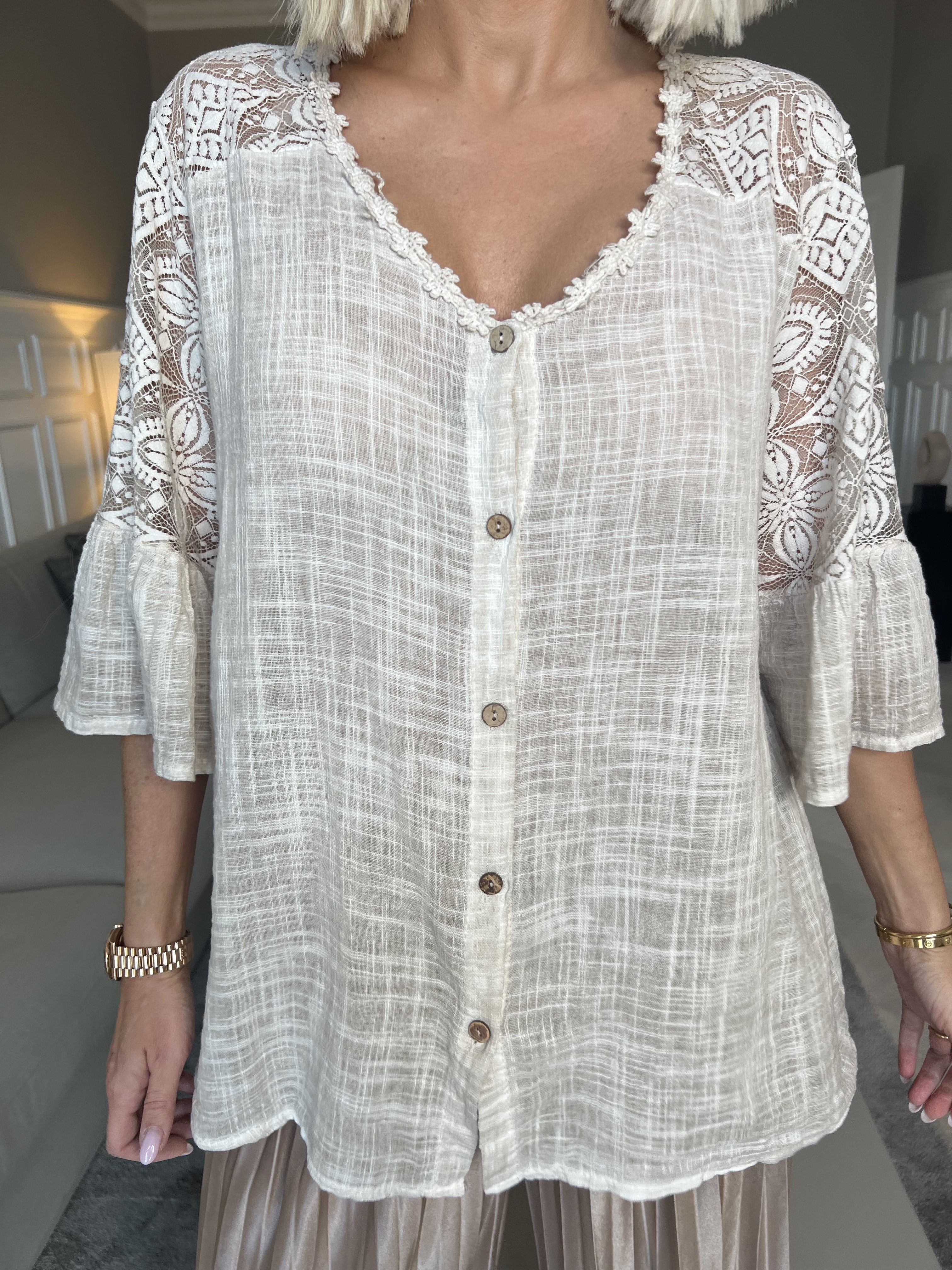 Nice - Fin tunika med spetsärmar - Red