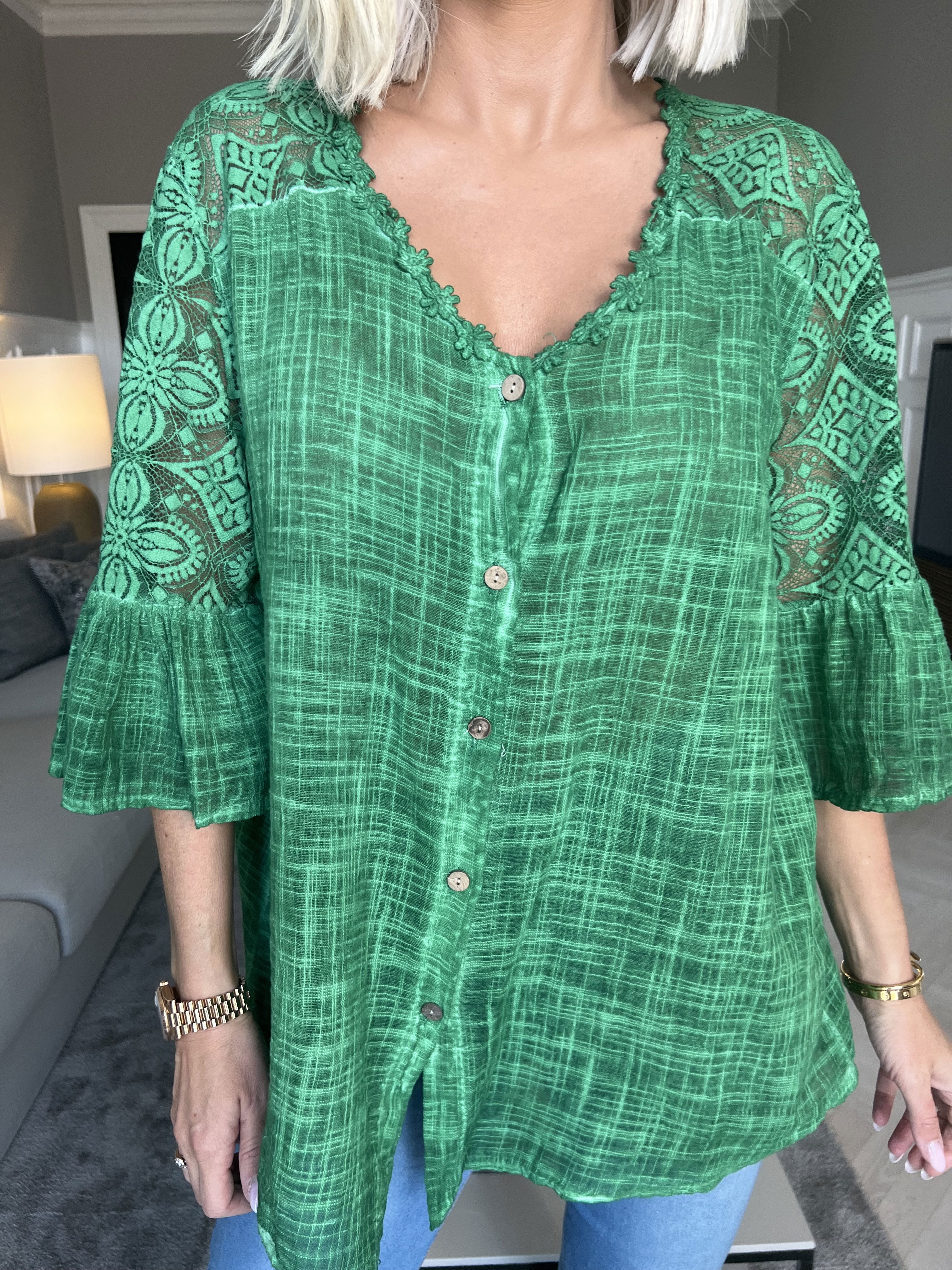 Nice - Fin tunika med spetsärmar