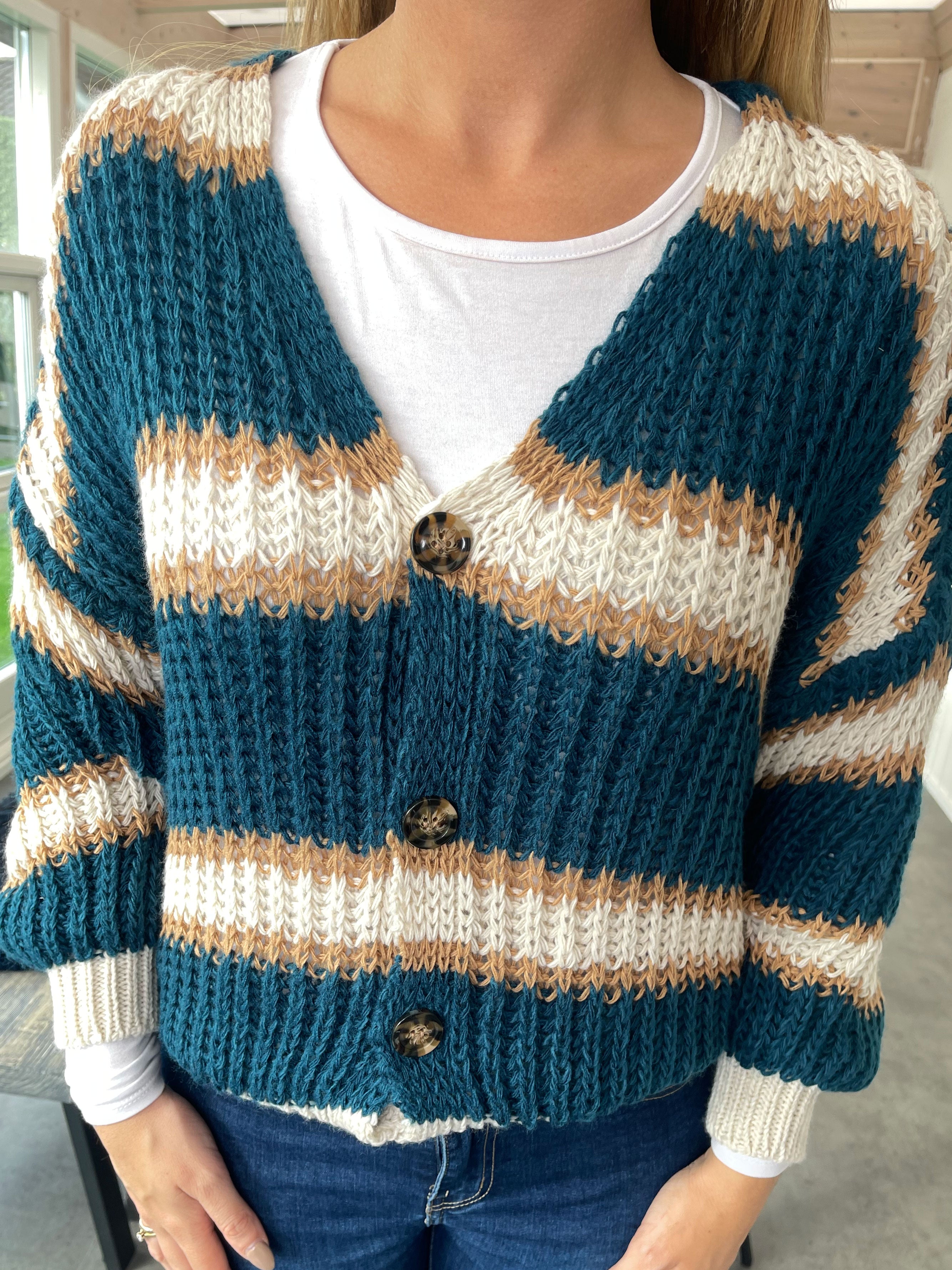 Noelia - Kort stickad kofta med ränder