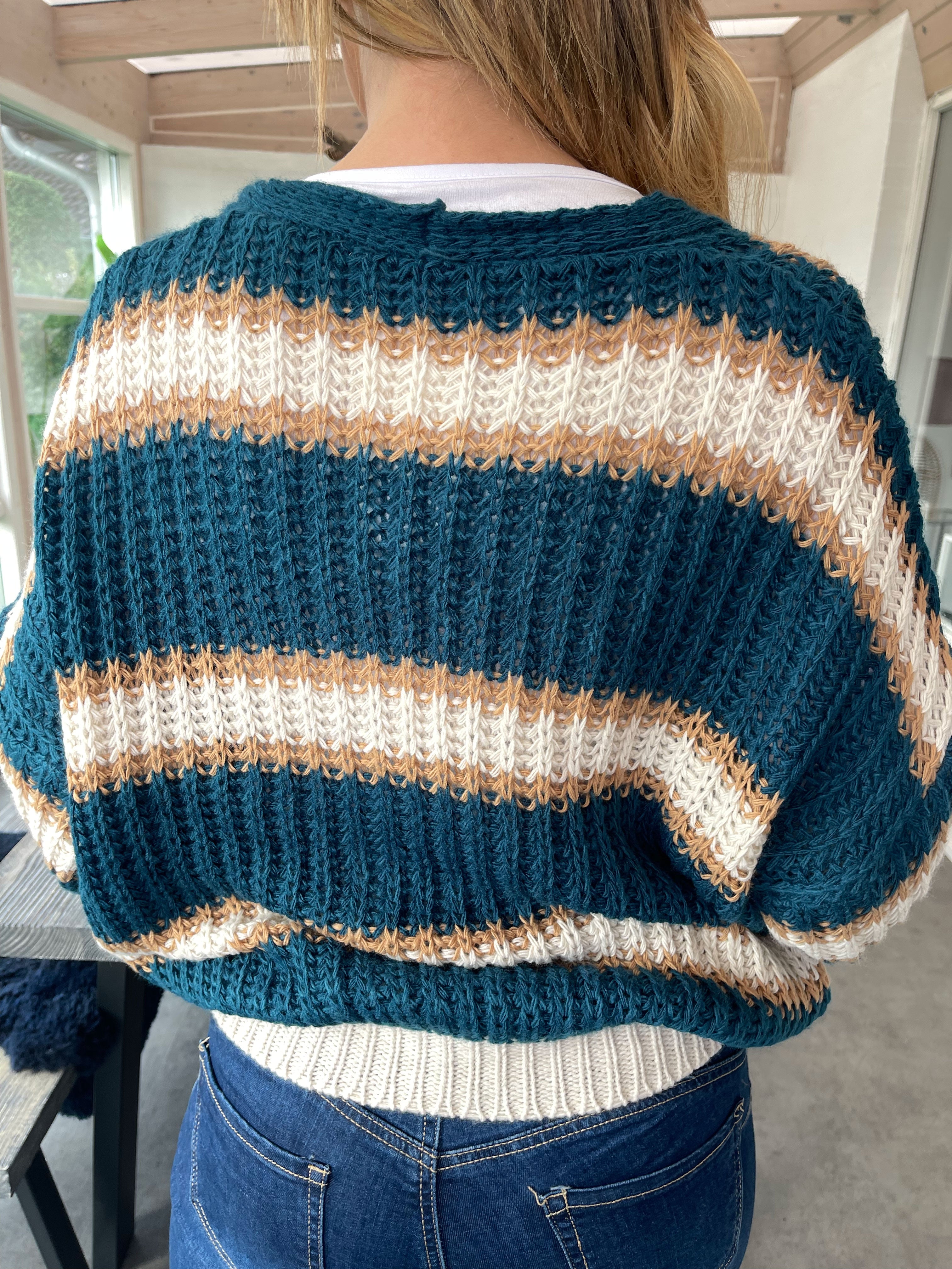 Noelia - Kort stickad kofta med ränder