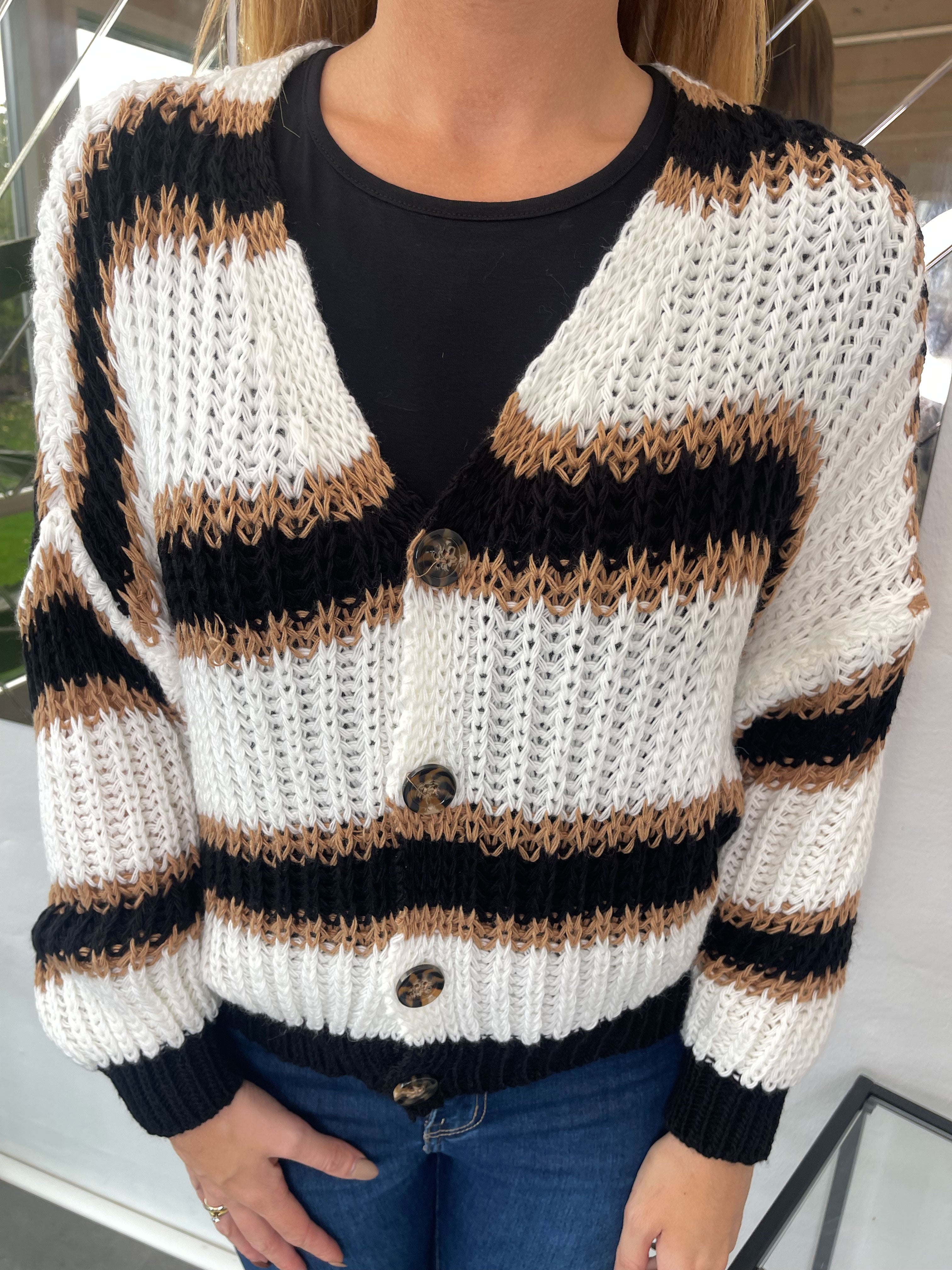 Noelia - Kort stickad kofta med ränder