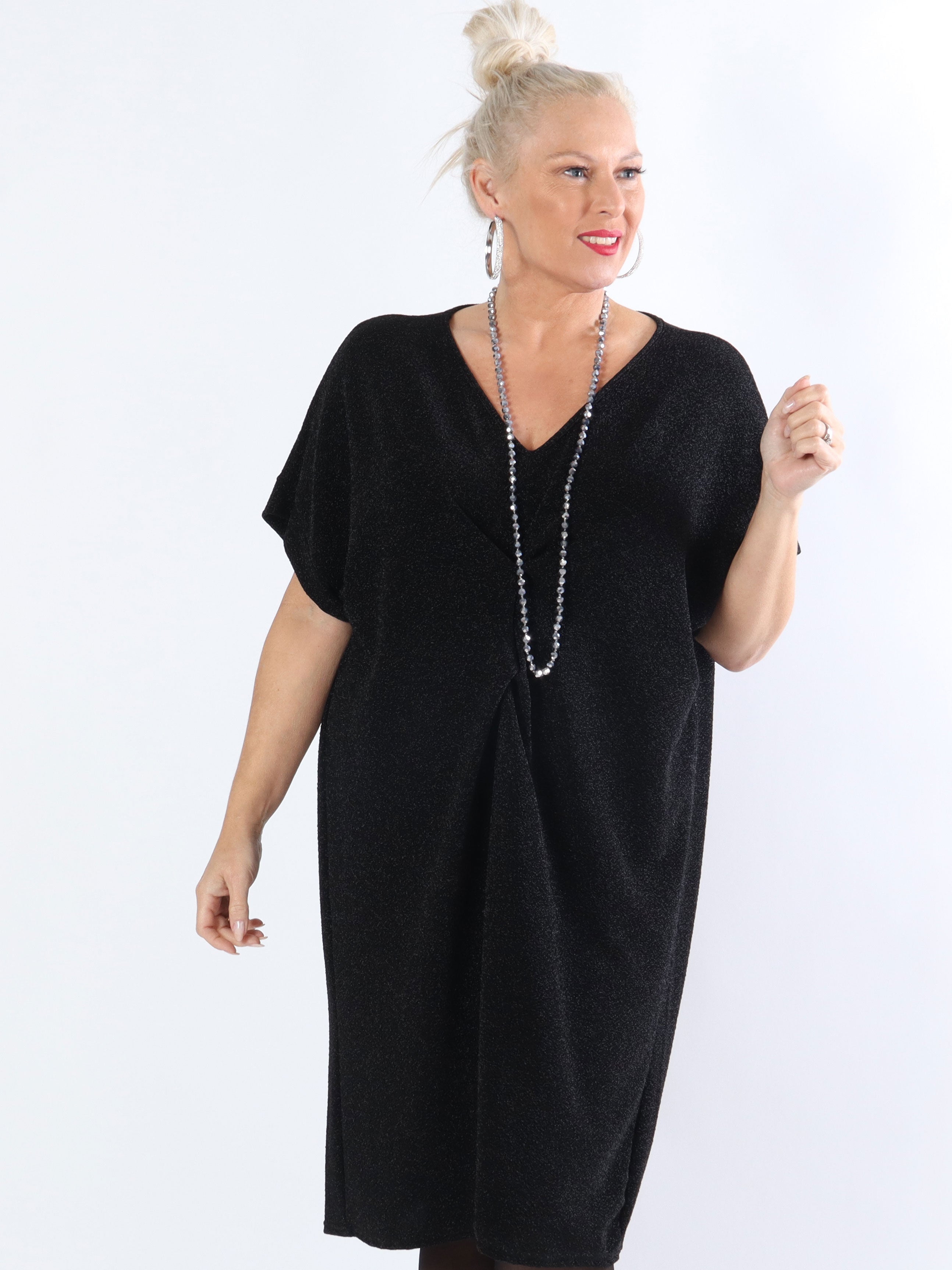 Paloma - Plus size tunikaklänning med glitter og v-hals