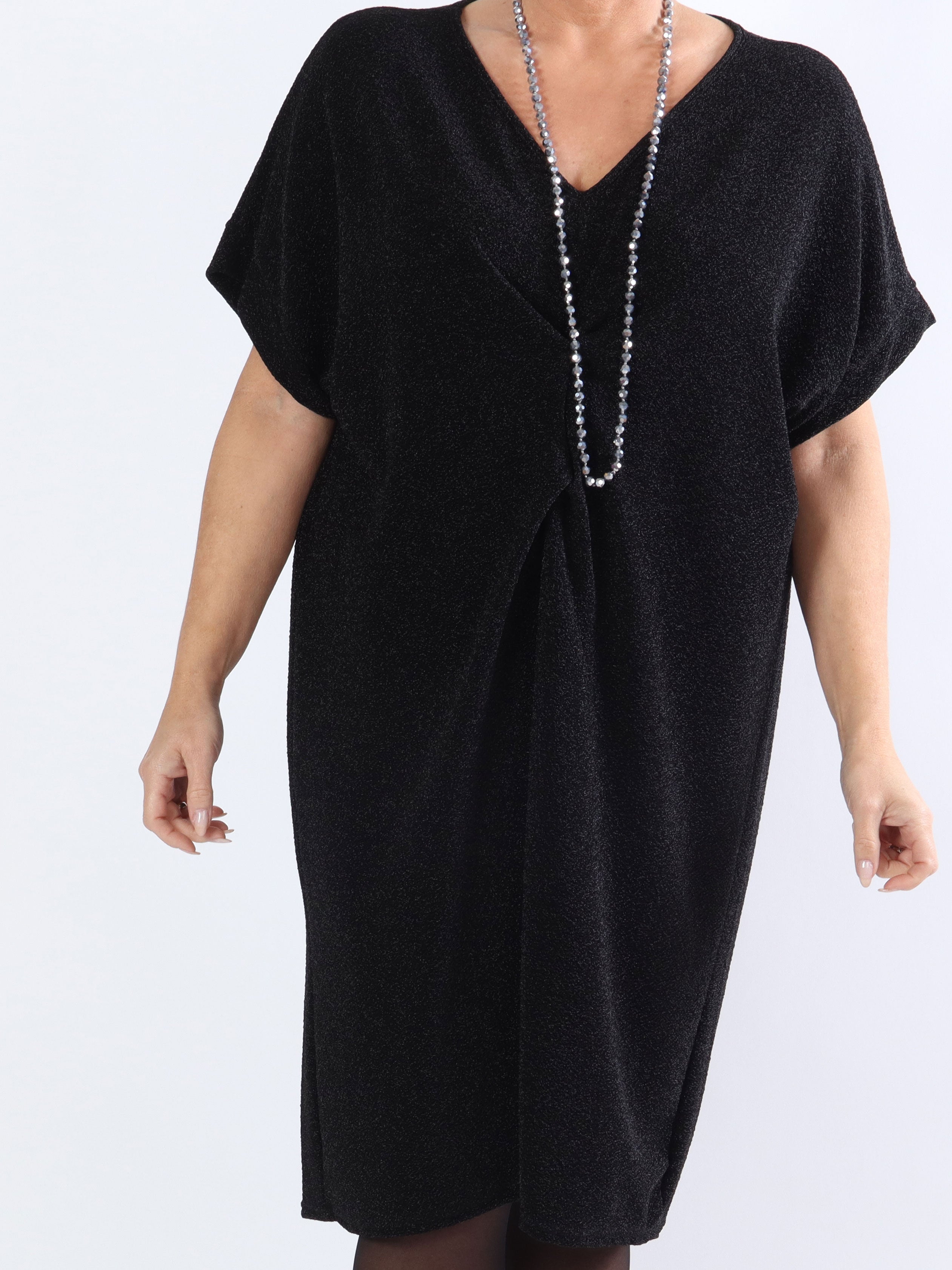 Paloma - Plus size tunikaklänning med glitter og v-hals