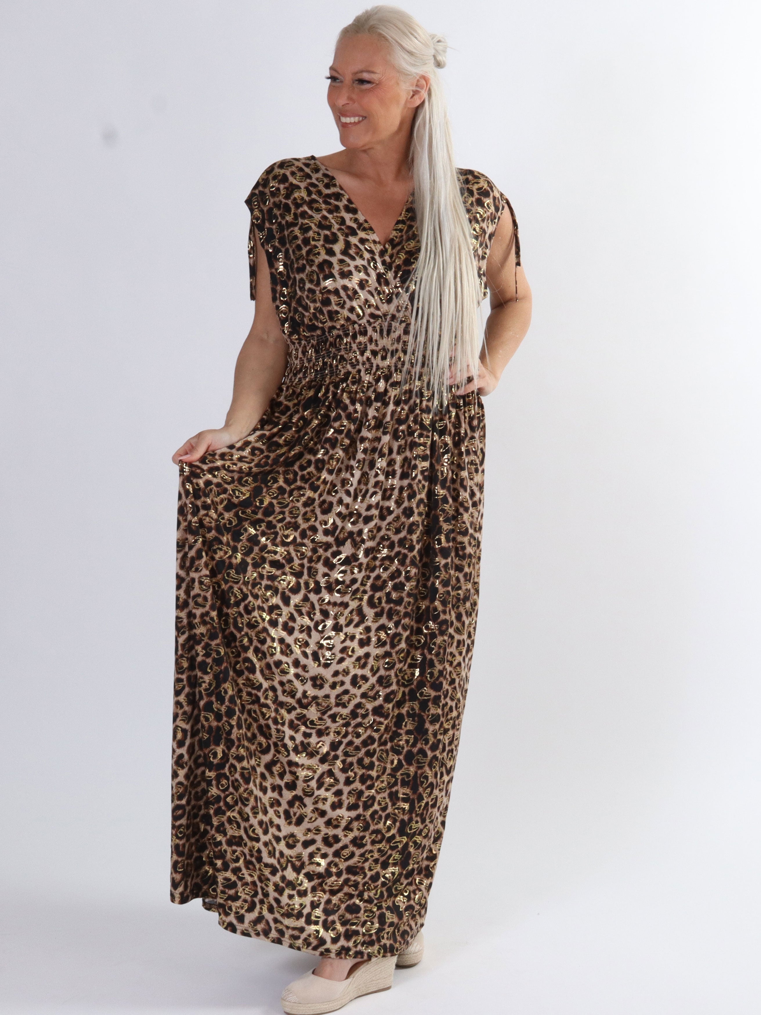 Pams Leo Sleeveless - Lång elastisk klänning i rynkfritt tyg i plus size storlek - Grey