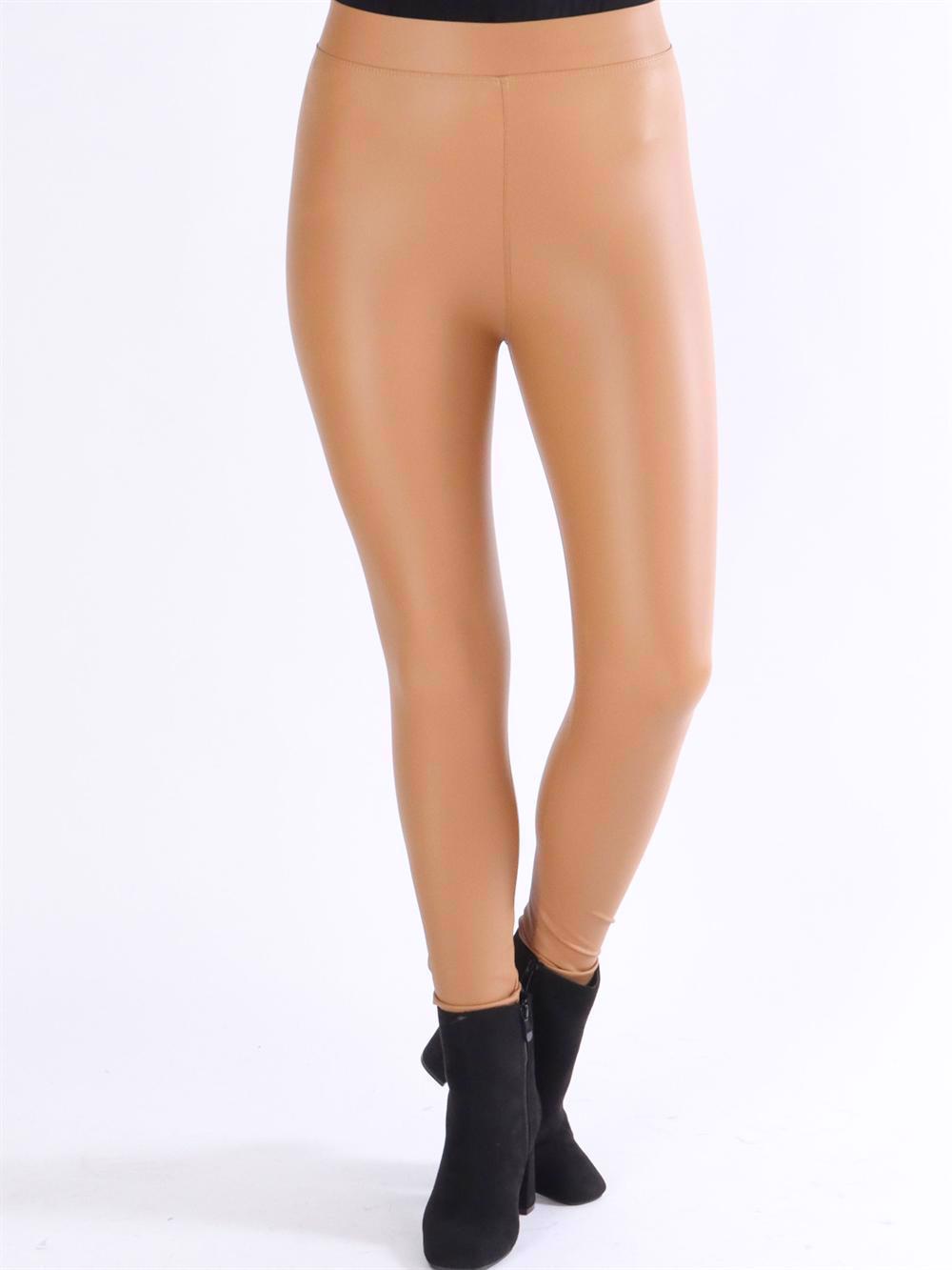 Patricia - Elastiska leggings i läderlook