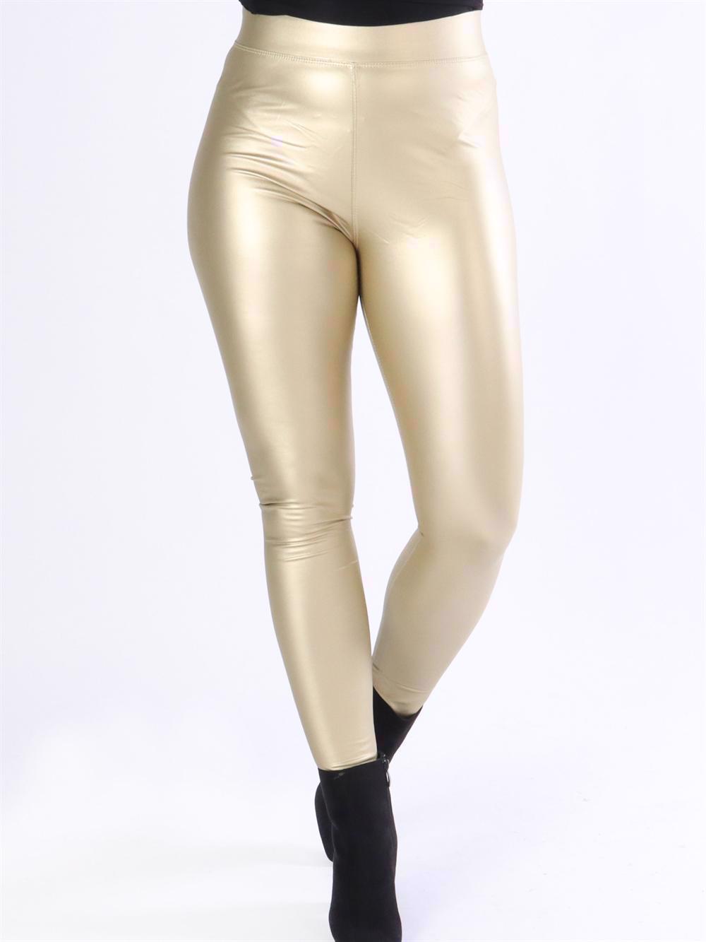 Patricia - Elastiska leggings i läderlook