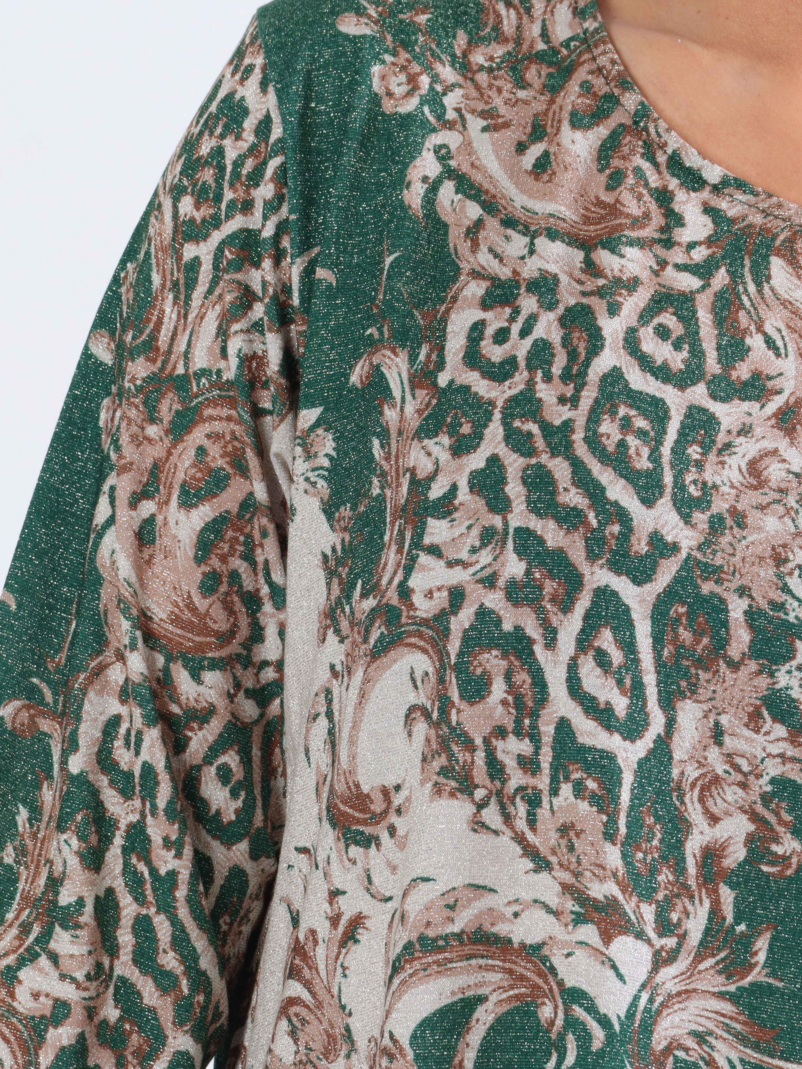 Paula - Glitterblus med leopardmönster i stora storlekar