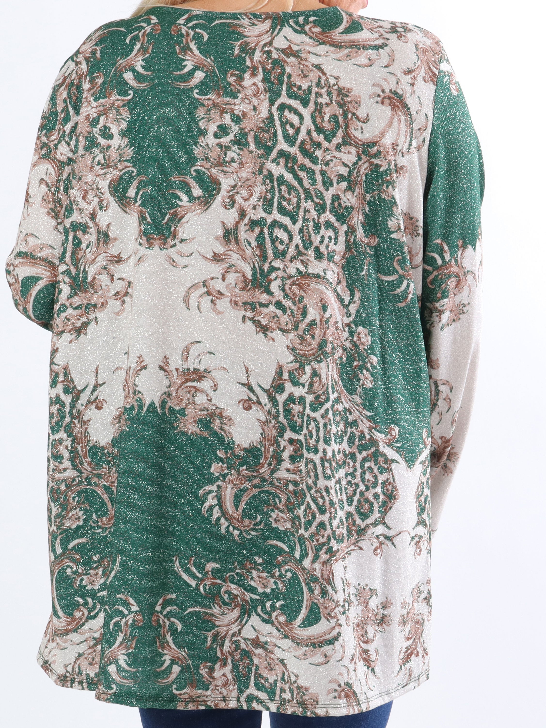 Paula - Glitterblus med leopardmönster i stora storlekar