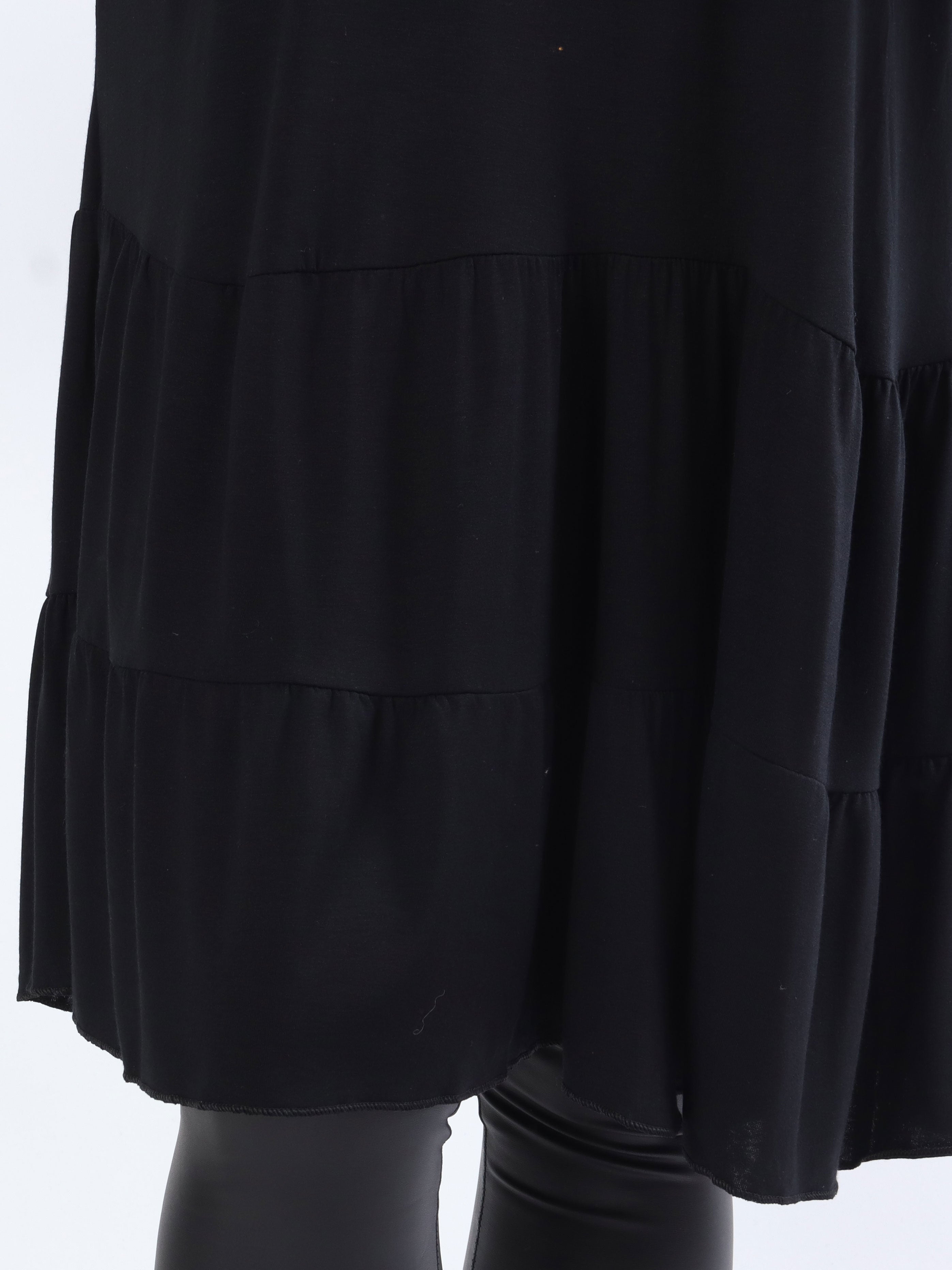 Pauline Plain - Plus size klänning med v-ringning och liten volangkjol - Army