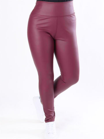 Penny - Armégröna leggings i läderlook