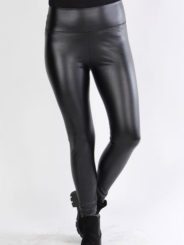 Penny - Armégröna leggings i läderlook