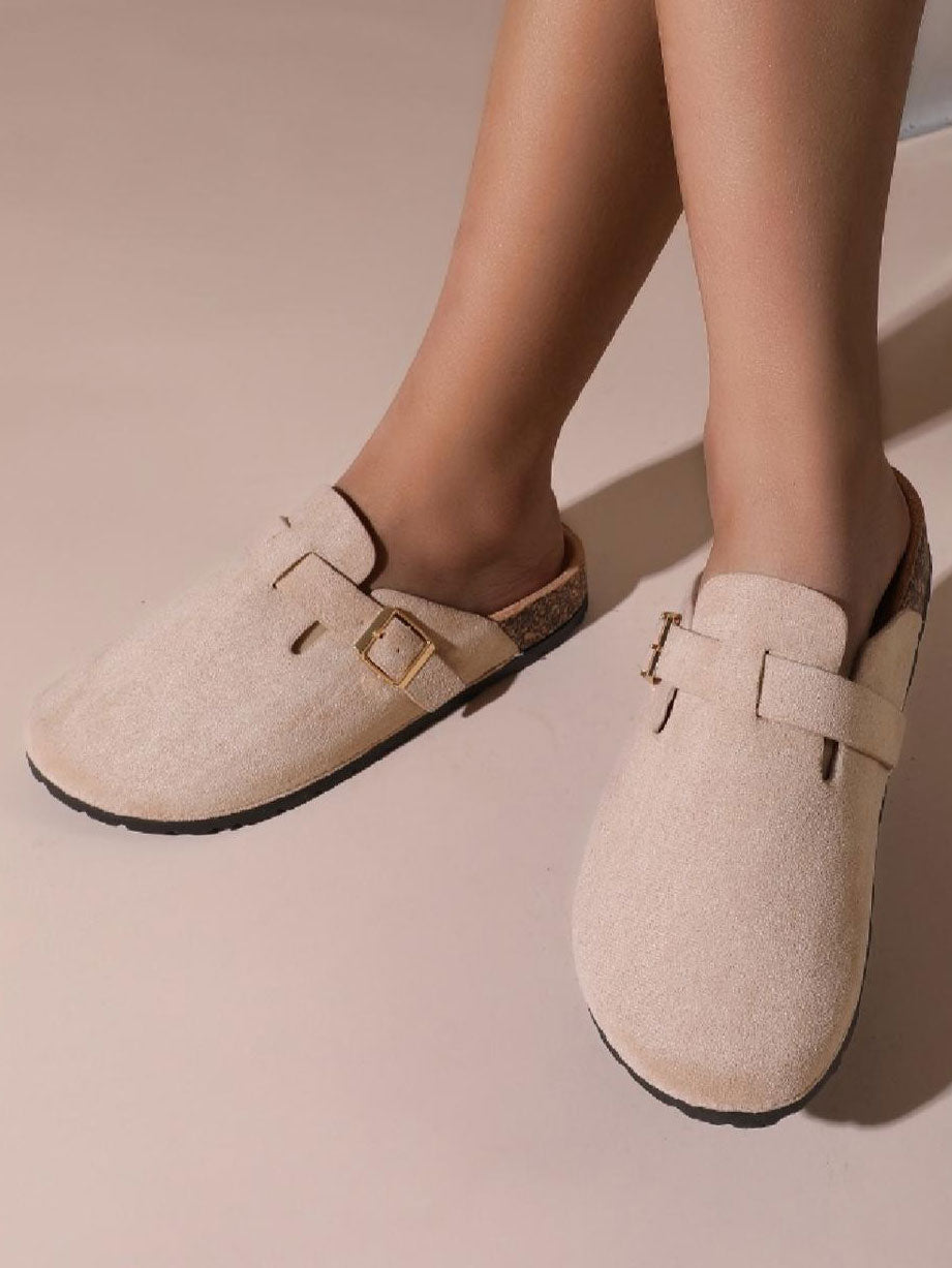 Playa - Tofflor i mocka med spänne - Beige