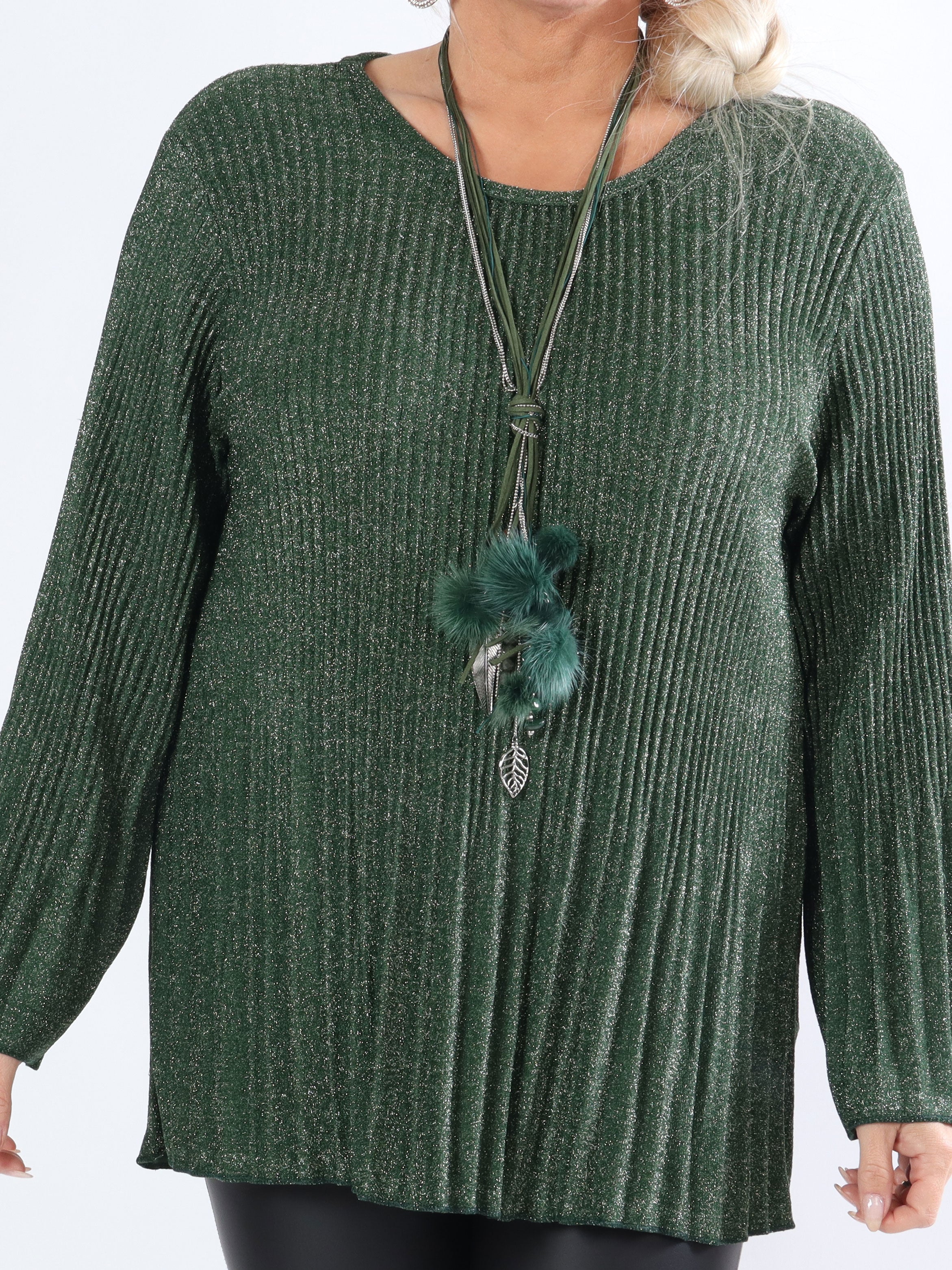 Ricarda - Plus size glimmerblus med veck - Purple