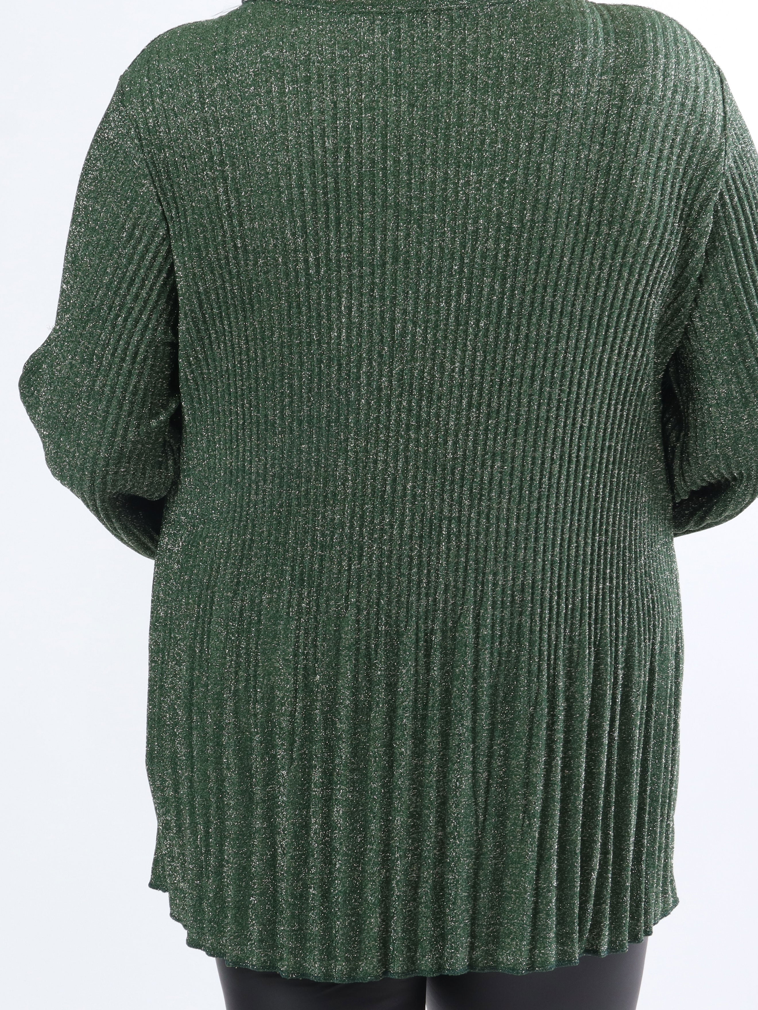 Ricarda - Plus size glimmerblus med veck