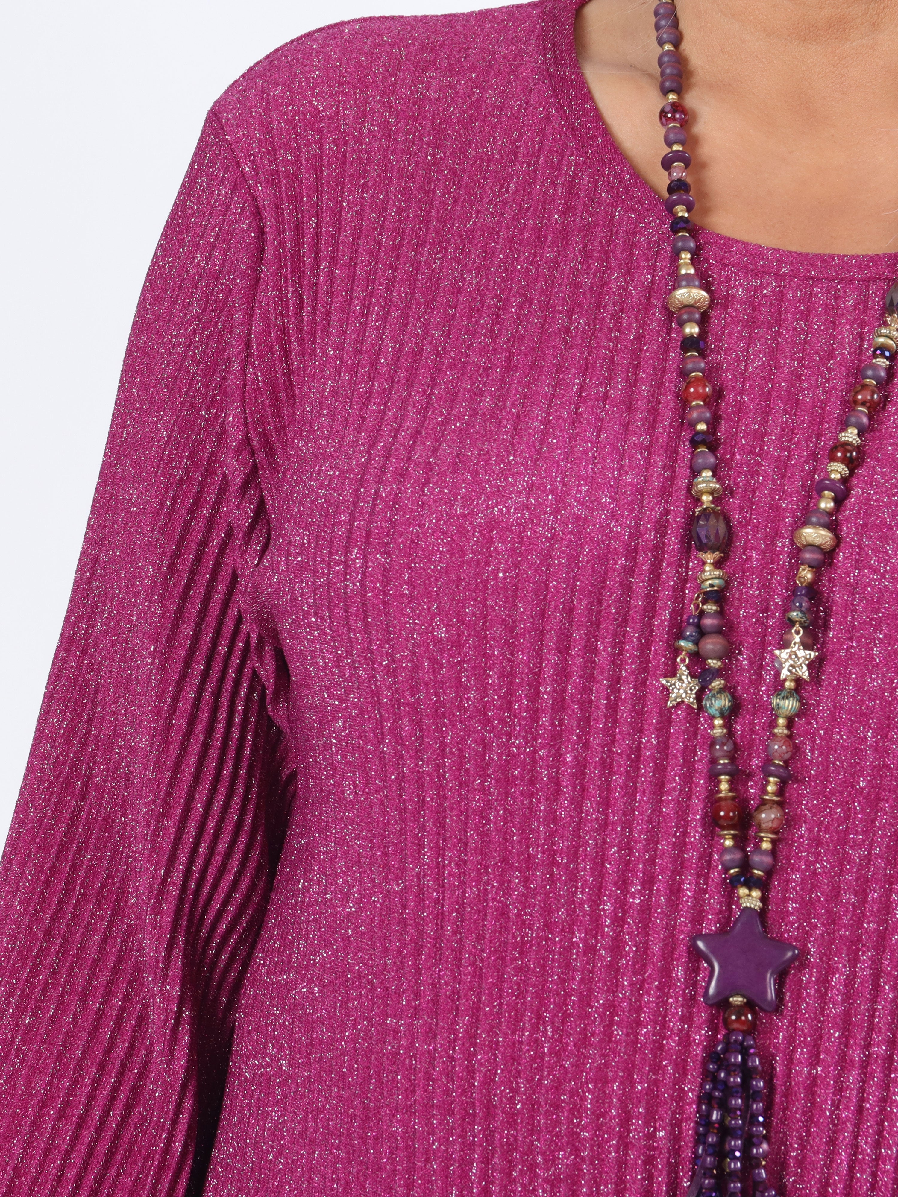 Ricarda - Plus size glimmerblus med veck