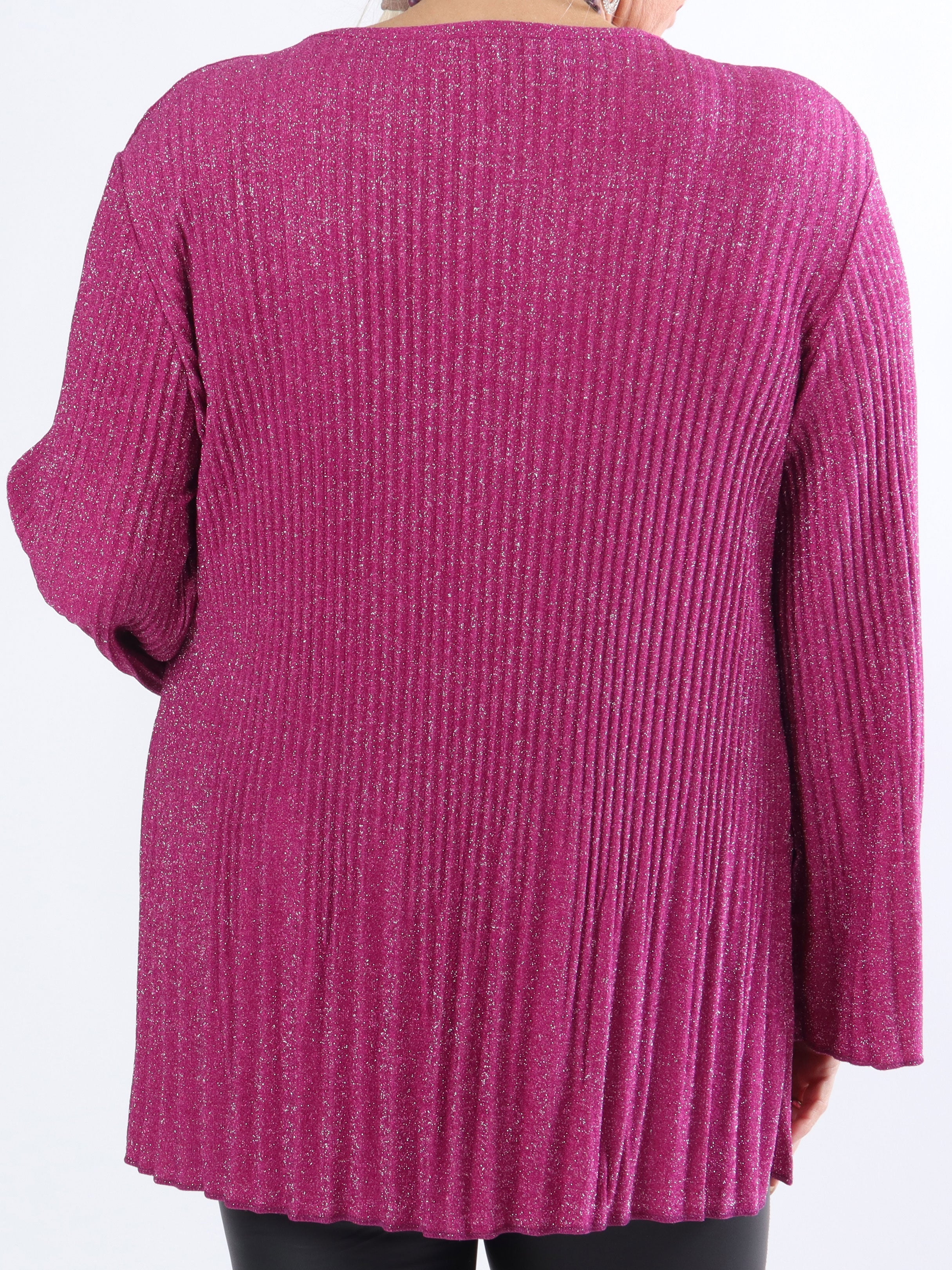 Ricarda - Plus size glimmerblus med veck